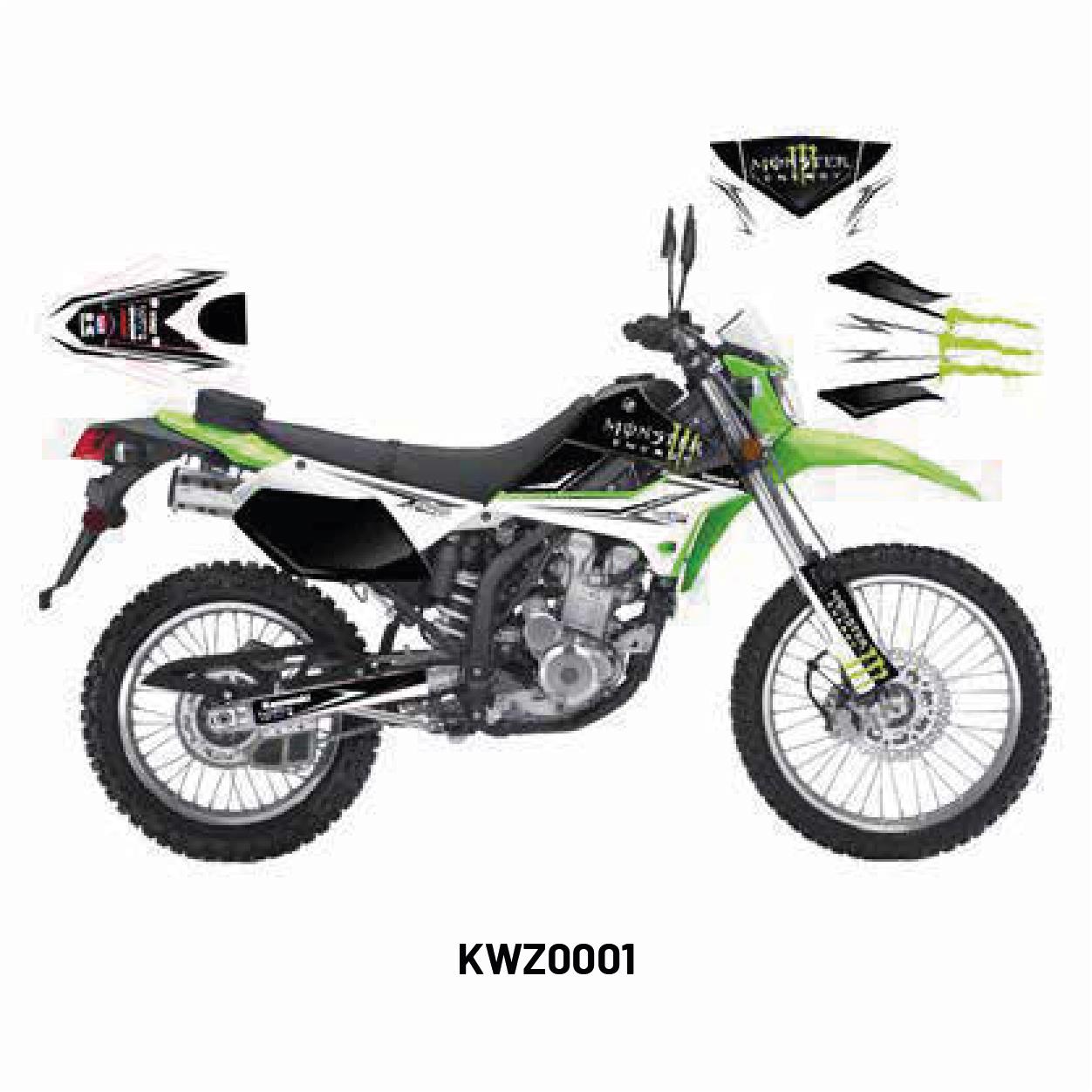 Kawasaki KLX 250 Monster Tasarım Motosiklet Sticker Etiket Kaplama Modeli White
