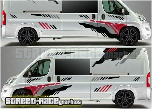 KaravanKırmızı Gri Siyah Şerit Tasarımlı Karavan Sticker Etiket