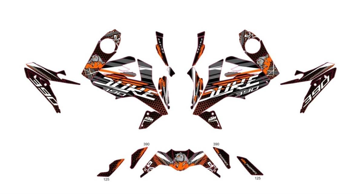 KTM DUKE 690 Motorex - Karışık Motosiklet Sticker Etiket Parçalı Kaplama Modeli