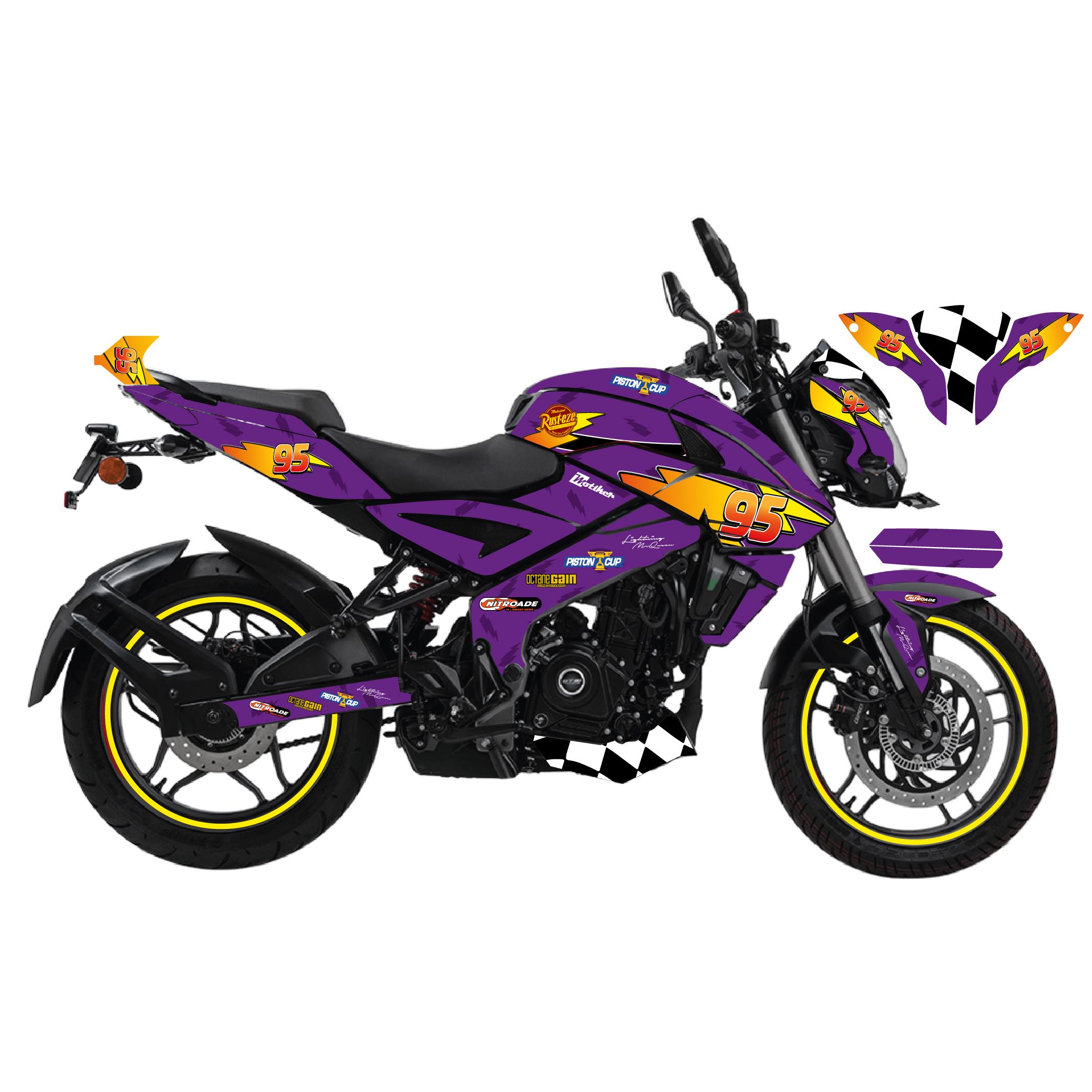PULSAR NS 200Motiker BAJAJ NS200 McQueen Mor Sticker Parçalı Motosiklet Kaplama Etiket Modeli