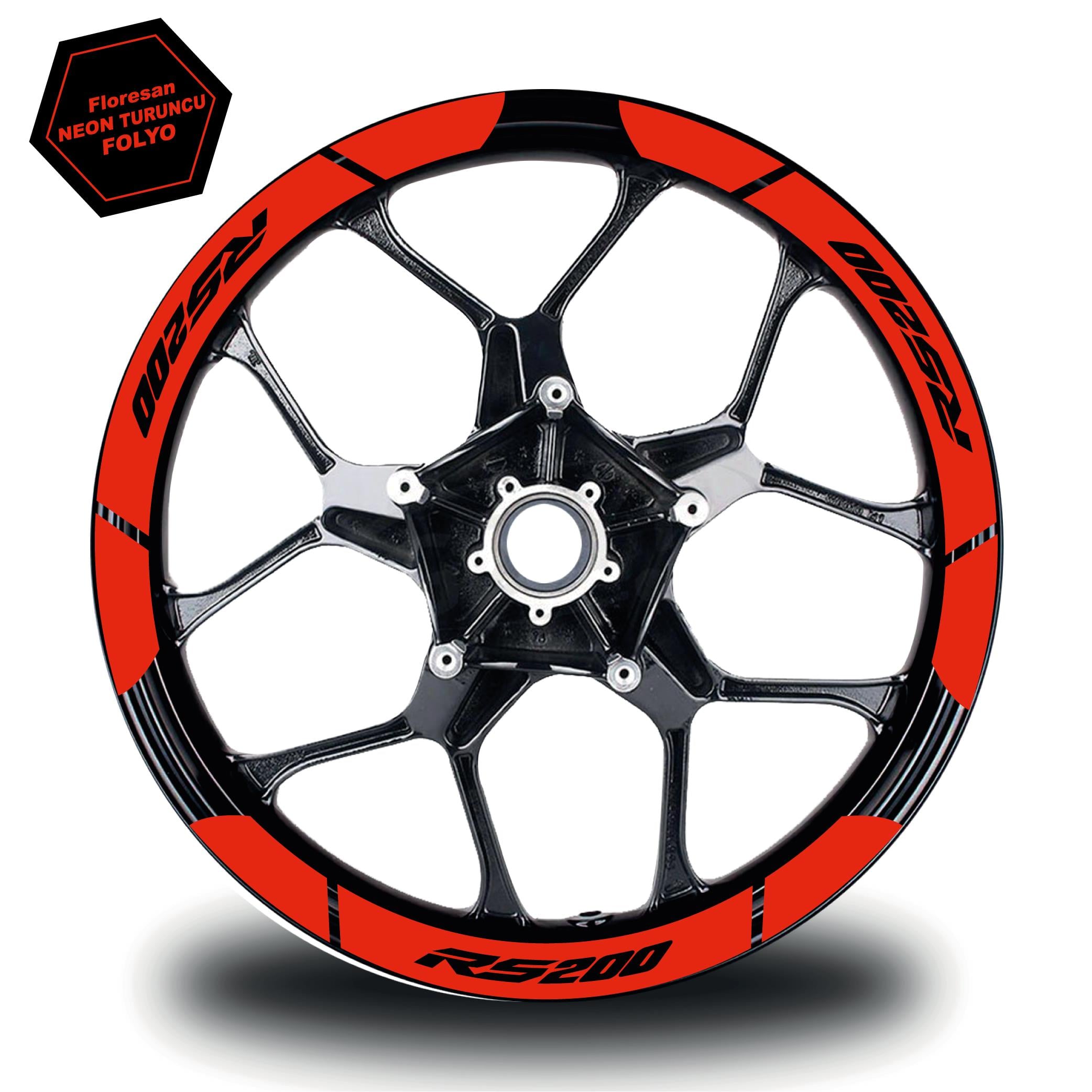 PULSAR RS 200Neon Turuncu Bajaj Pulsar RS200 Geniş Jant Sticker Etiket Modeli