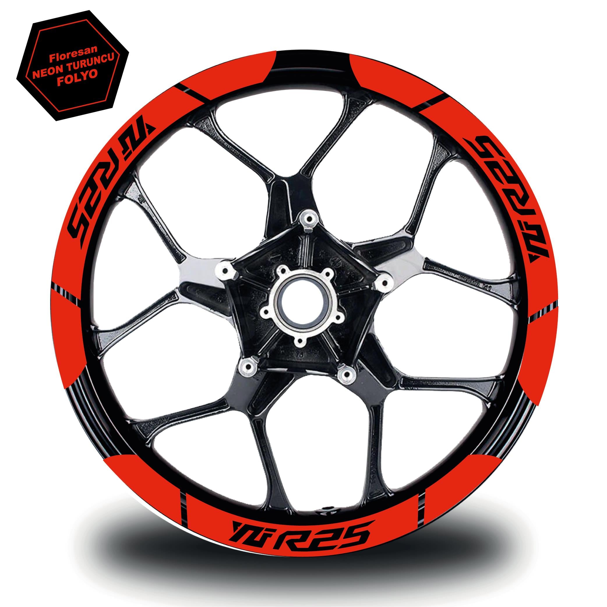 R25Neon Turuncu Yamaha YZF R25 Geniş Jant Sticker Etiket Modeli