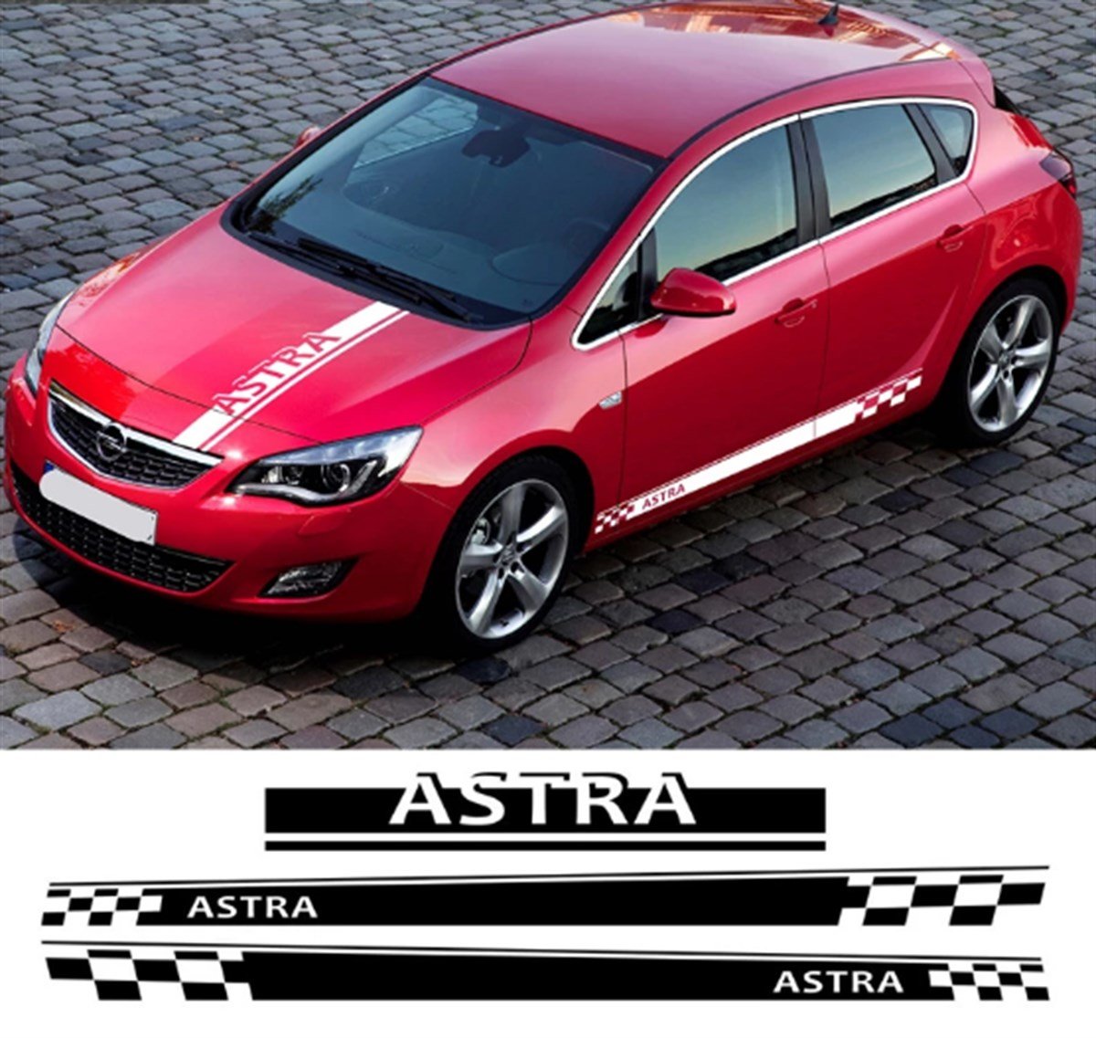 Opel Astra Yan Kapı ve Ön Kaput Sticker Etiket Modeli