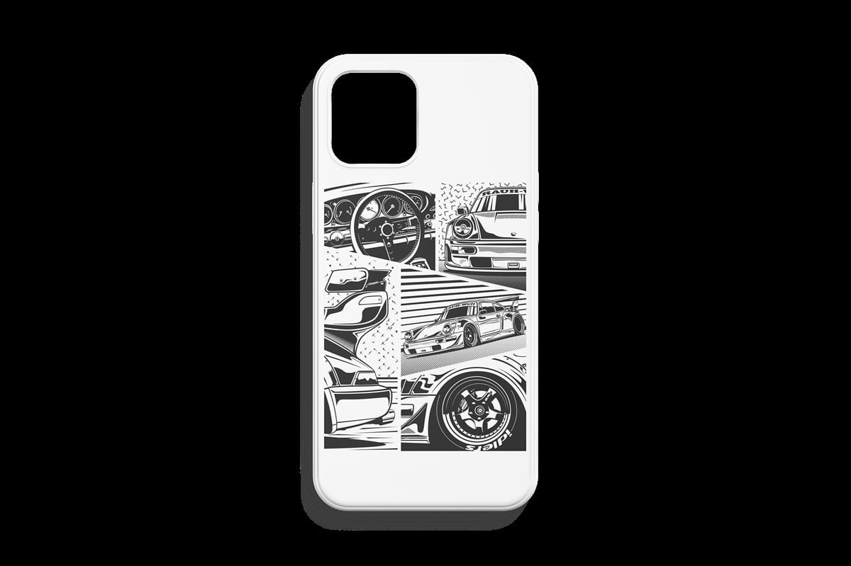 Porsche 911 Karikatür Taslak Tasarımı Telefon Kılıfı 1. Kalite Baskı