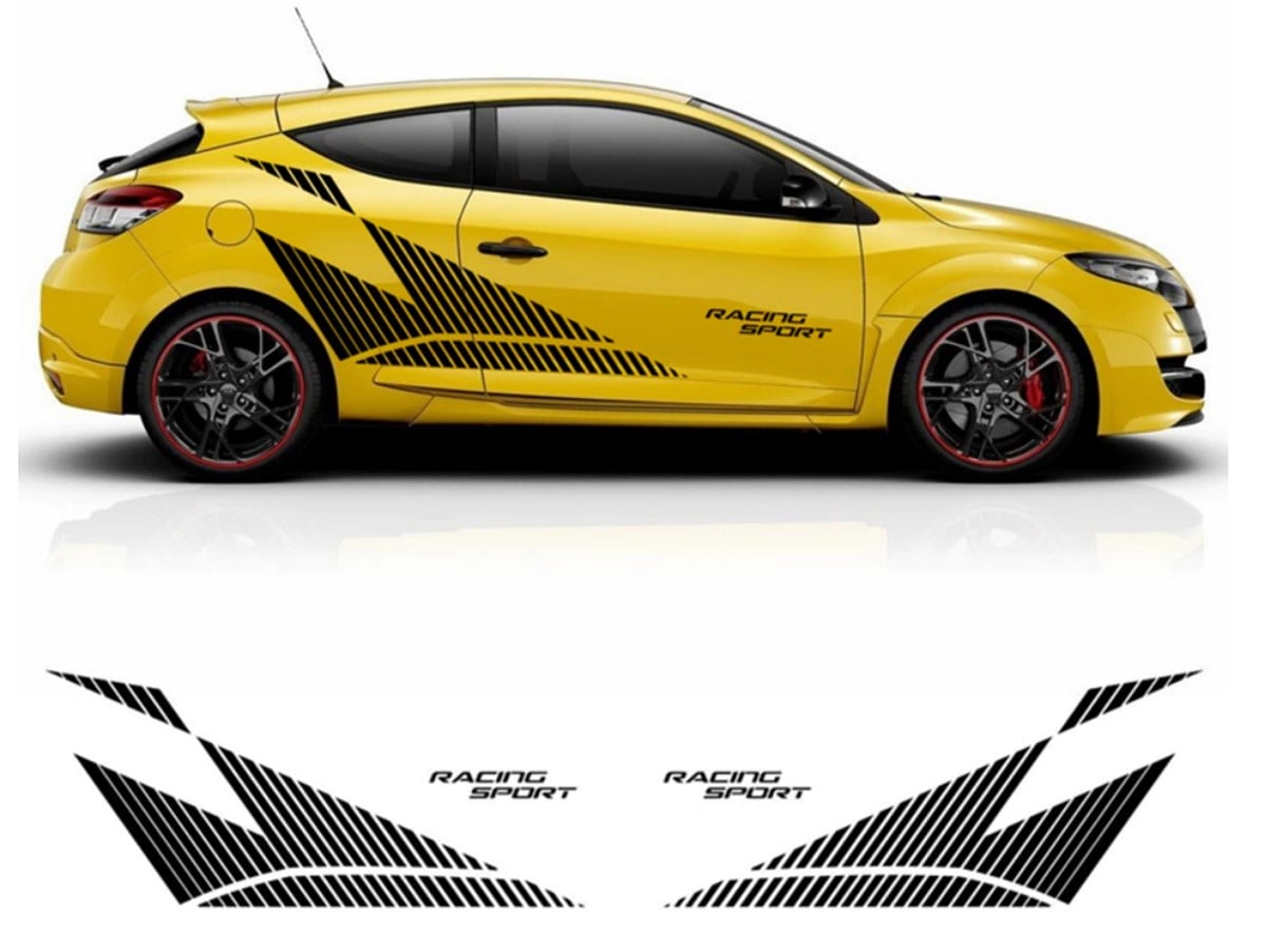 Renault Megane Racing Sport Çizgi Desenli Yan Kapı Sticker Etiket Modeli