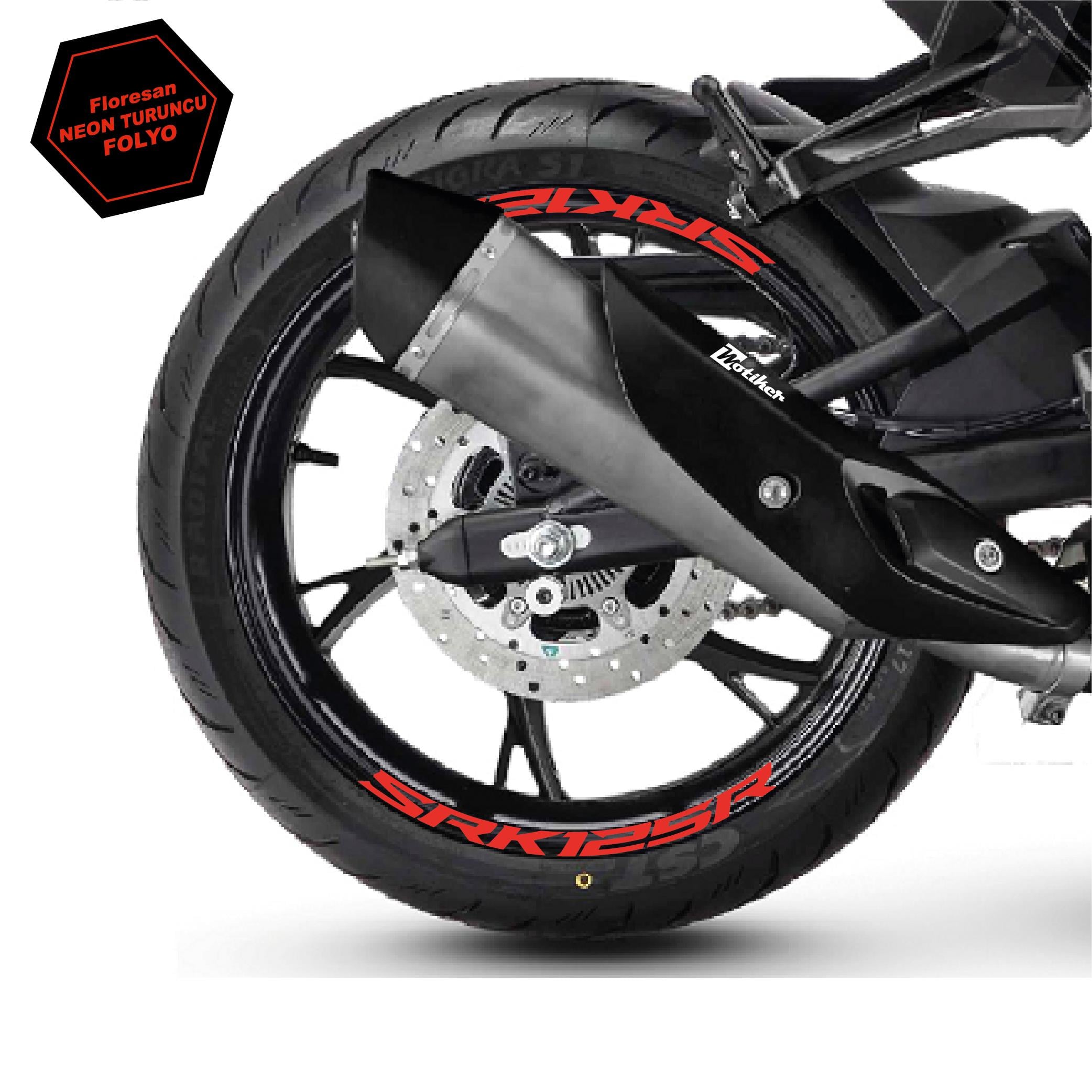 RKSRKS (QJ MOTOR) SRK 125R Motosiklet Jant İçi Sticker Etiket Modeli Neon Turuncu 