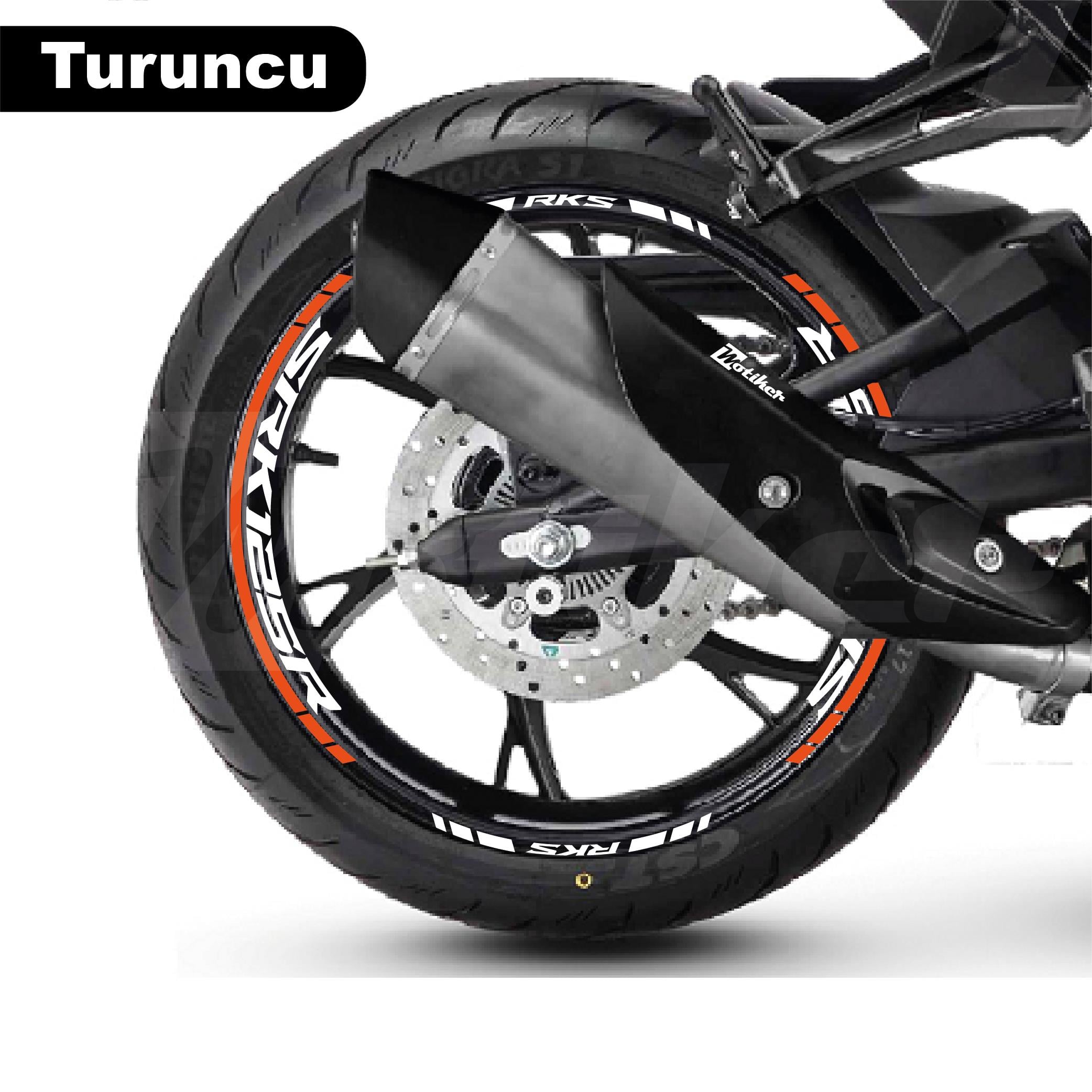 RKSRKS (QJ MOTOR) SRK 125R Motosiklet Jant İç ve Dış Set Sticker Etiket Modeli Turuncu
