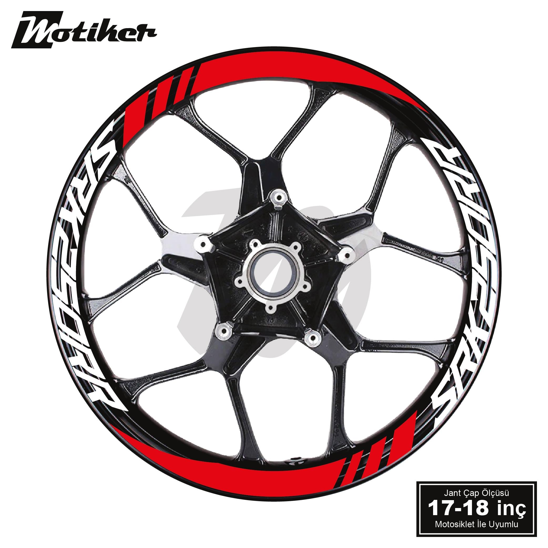 RKSRKS QJMOTOR SRK250RR Geniş Jant Sticker Modeli 16'lı Kırmızı Beyaz