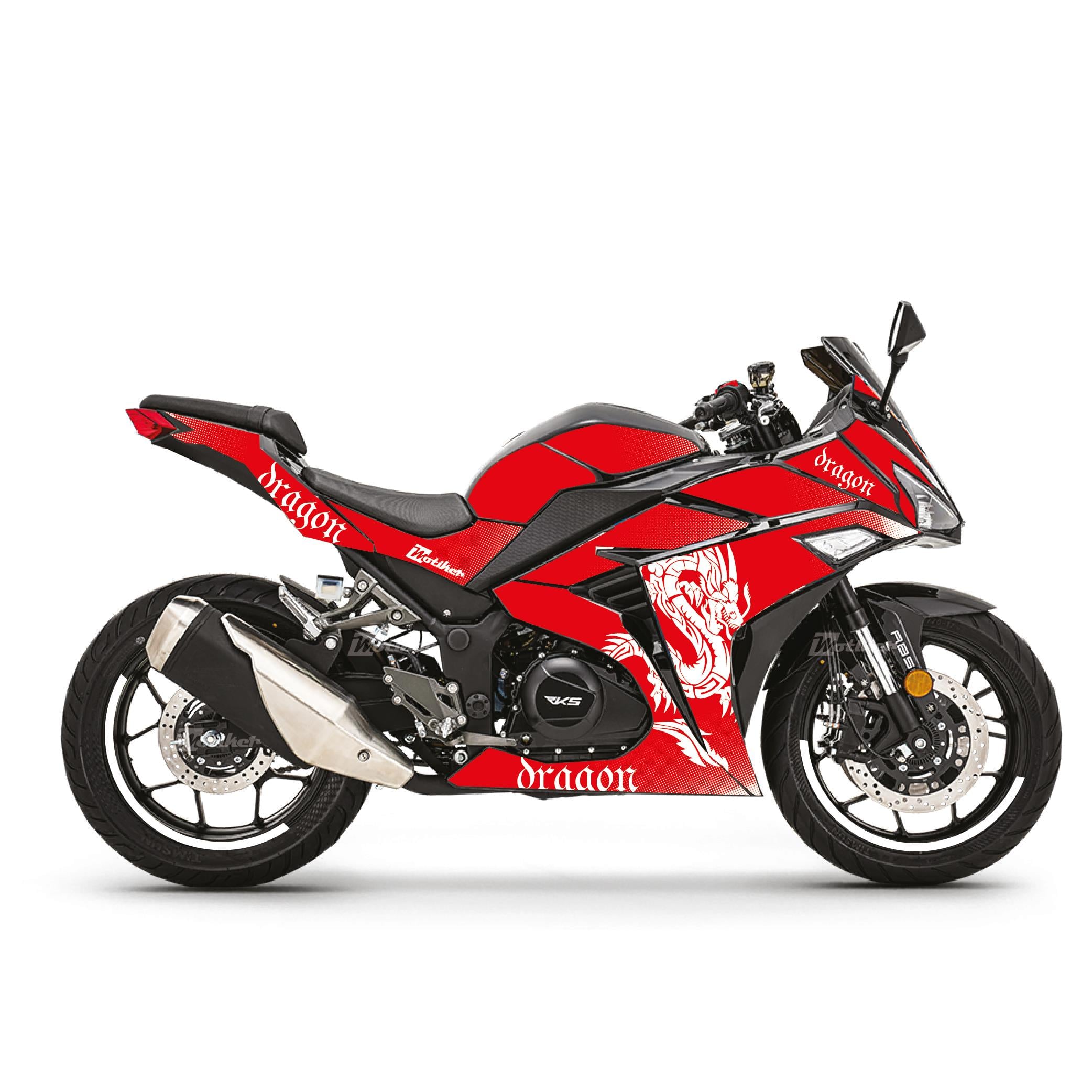 RKS R250 Kırmızı Beyaz Dragon  Parçalı Kaplama Sticker Etiket Modeli