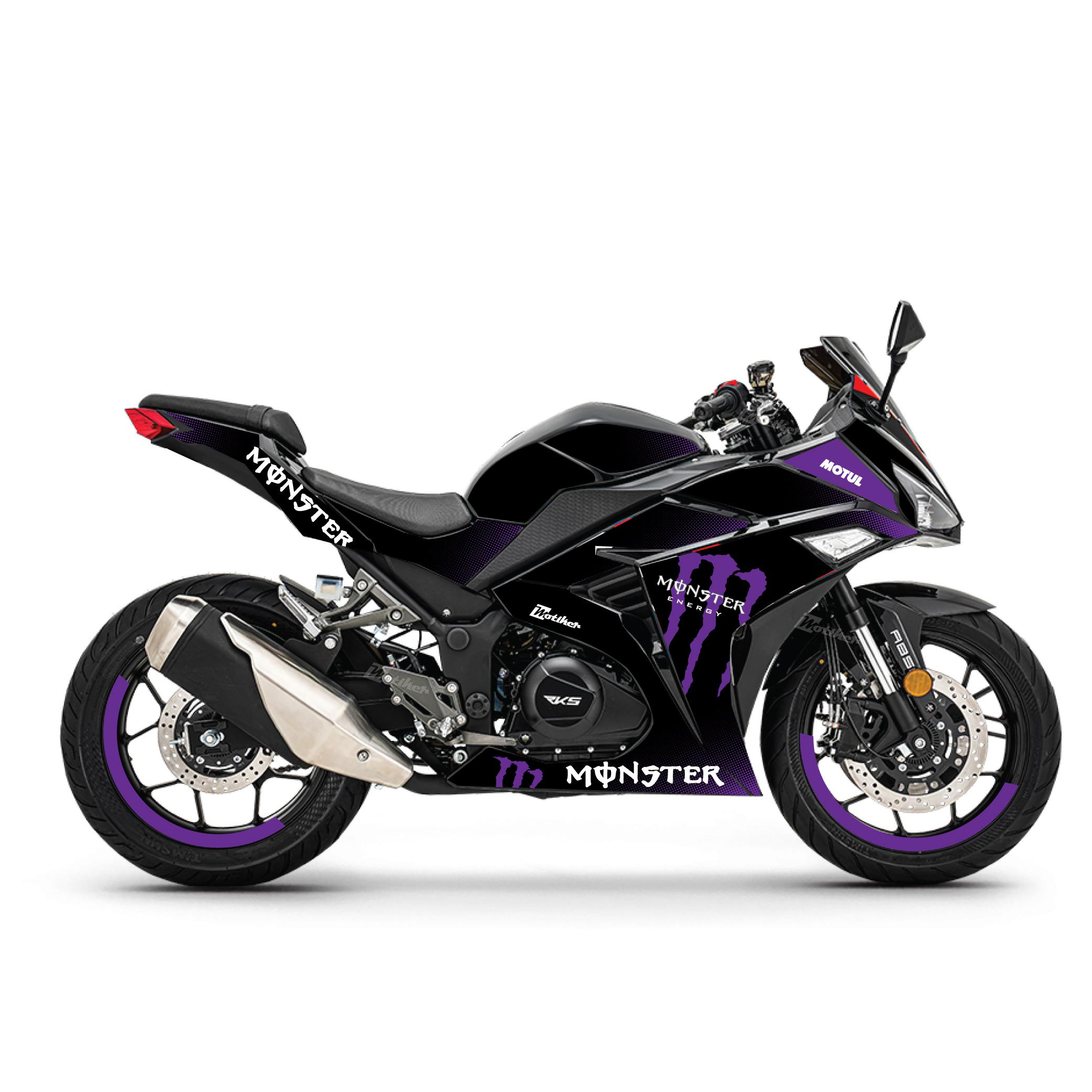 RKS R250 Monster Mor Parçalı Kaplama Sticker Etiket Modeli