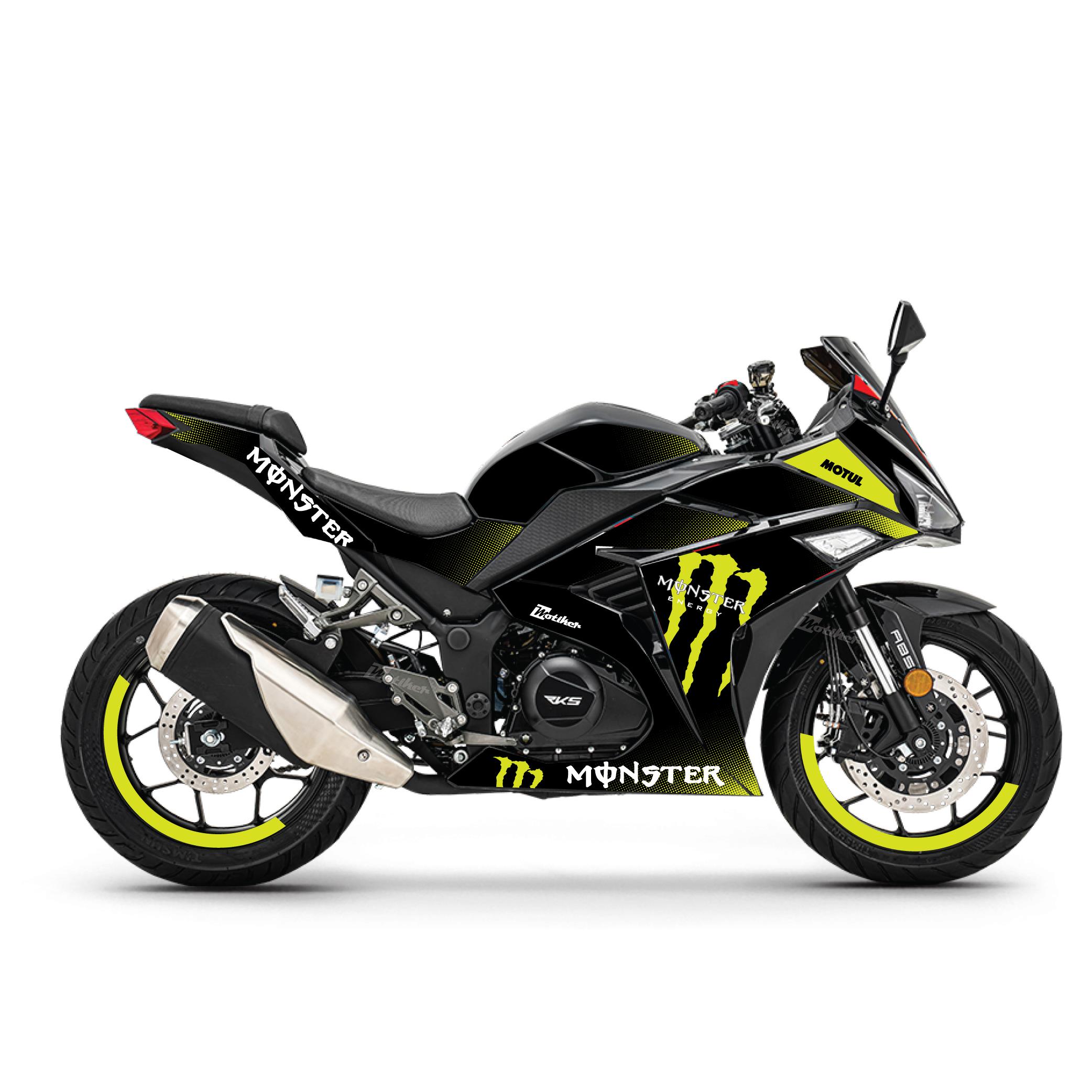 RKS R250 Monster Sarı Parçalı Kaplama Sticker Etiket Modeli