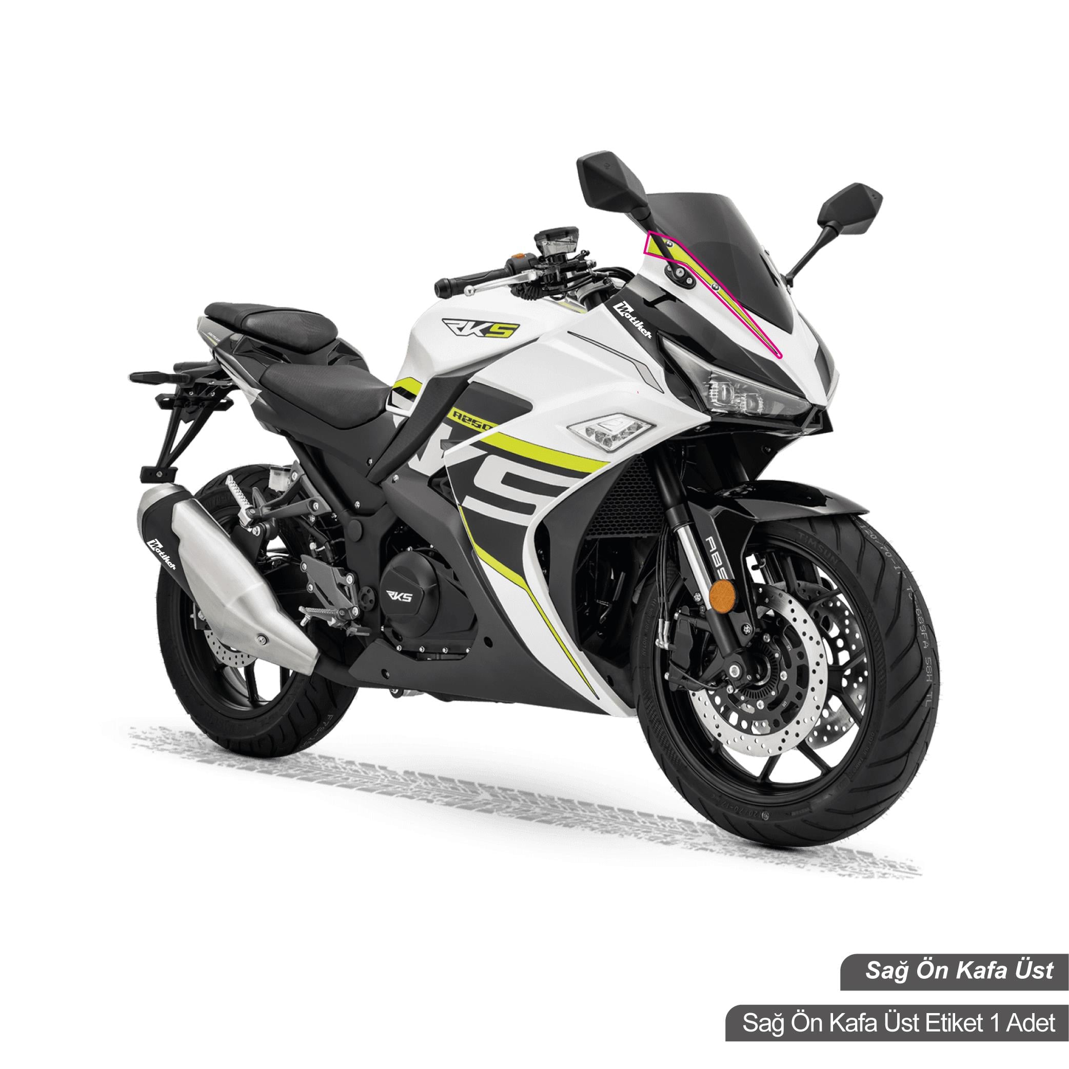 RKSRKS R250 Orjinal Tasarım Sağ Ön Kafa Sticker Etiket Modeli