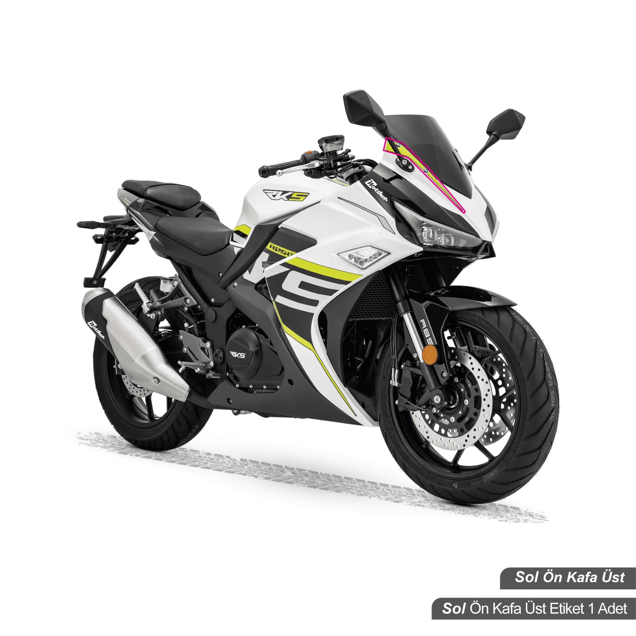 RKSRKS R250 Orjinal Tasarım Sol Ön Kafa Sticker Etiket Modeli