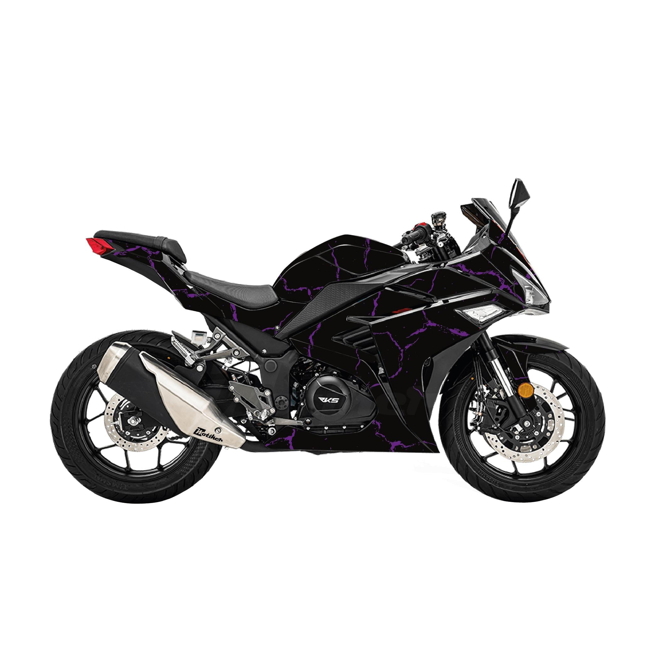 RKSRKS R250 Şimşek Desen Kaplama Motosiklet Sticker Etiket Modeli - Mor