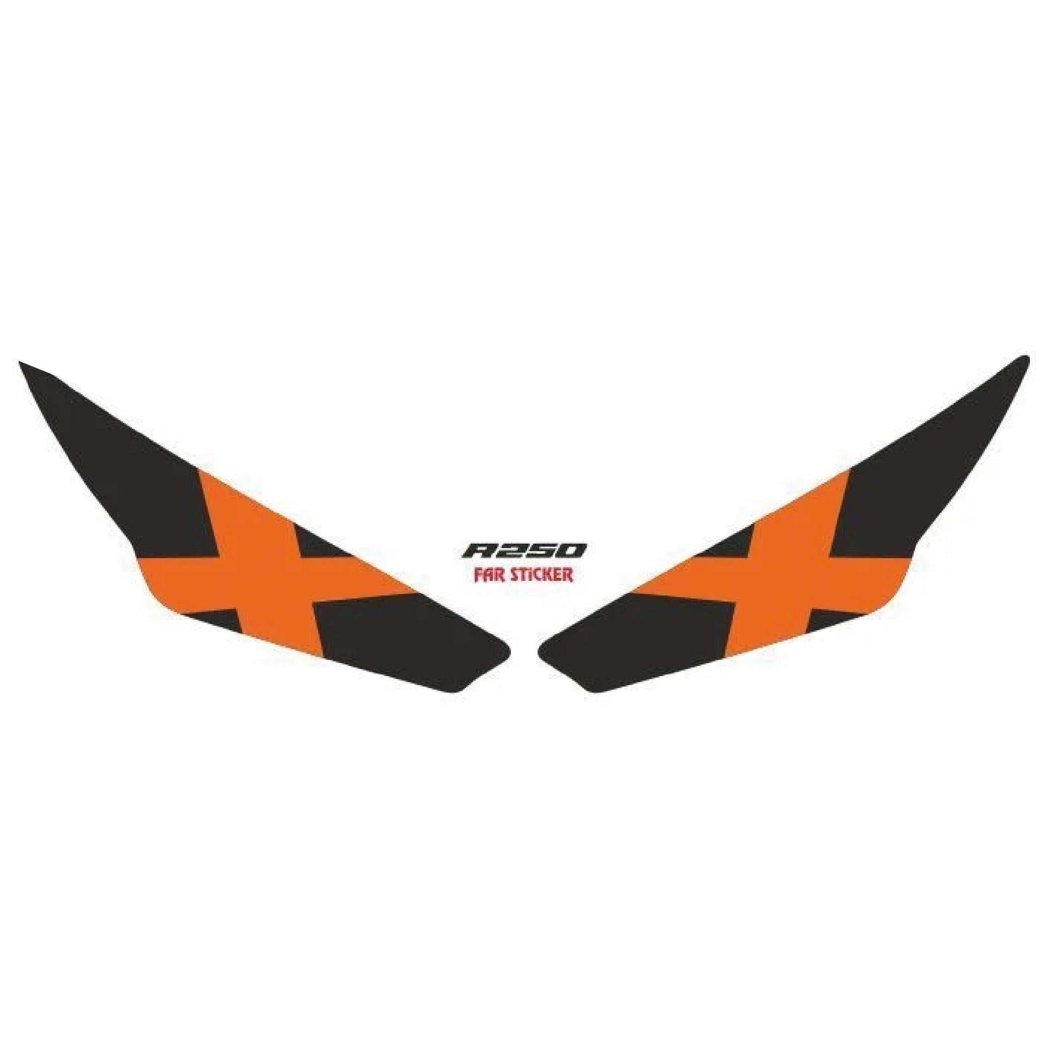 RKS R250 Turuncu Çarpı Far Sticker Etiket Modeli