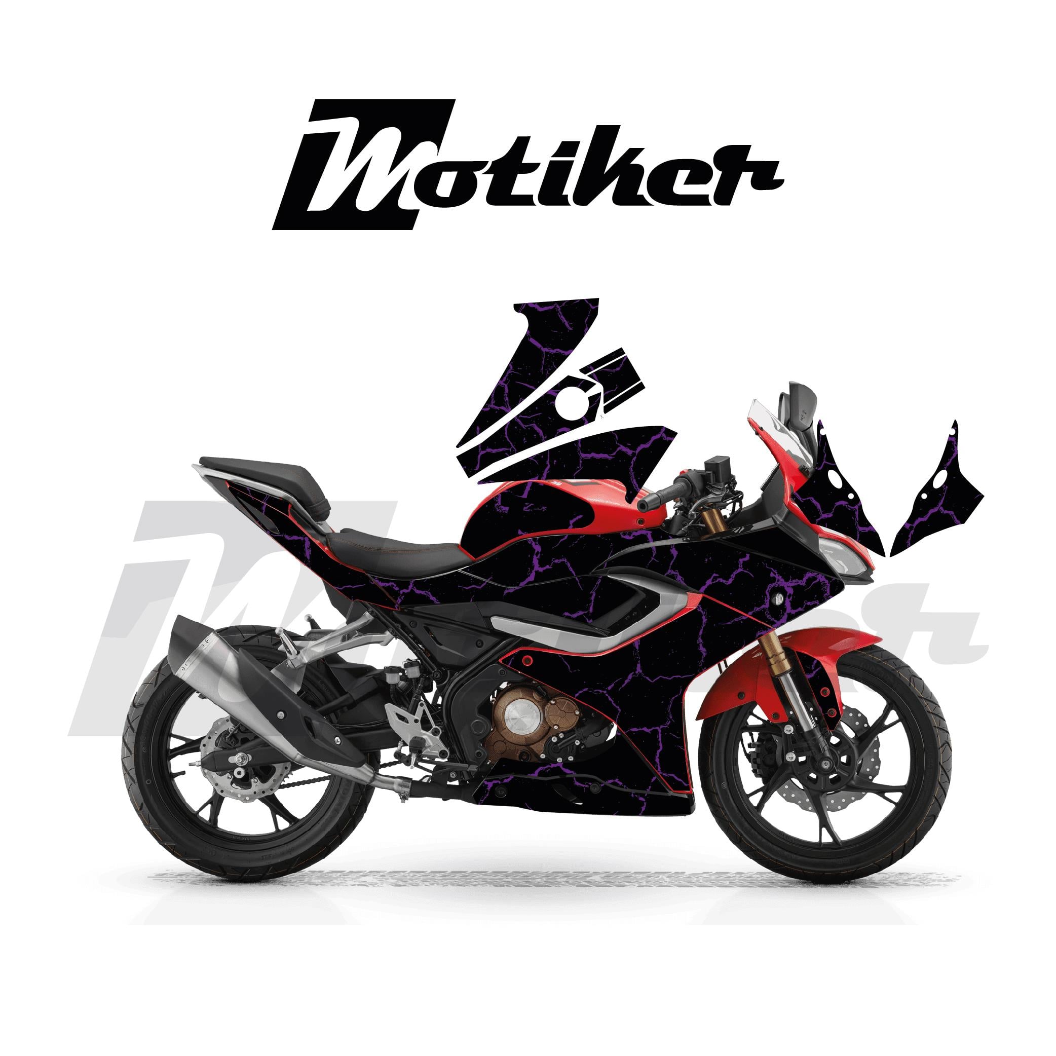 MARKALARRKS SRK125R Kaplama Motosiklet Sticker Etiket Modeli Şimşek Desen Mor