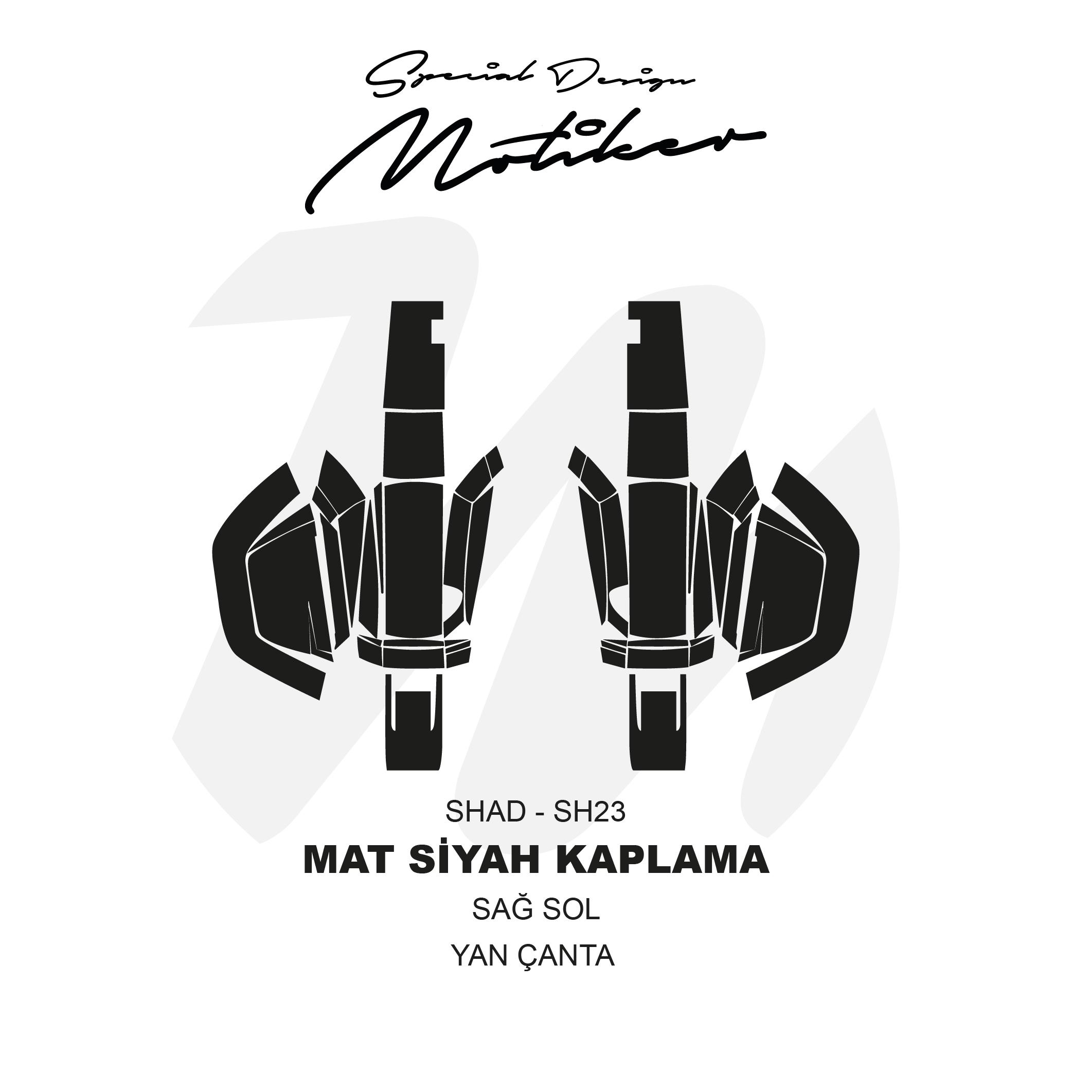 SHADShad SH23 Arka Sağ Sol Yan Çanta Mat Siyah Kaplama Sticker Etiket Modeli