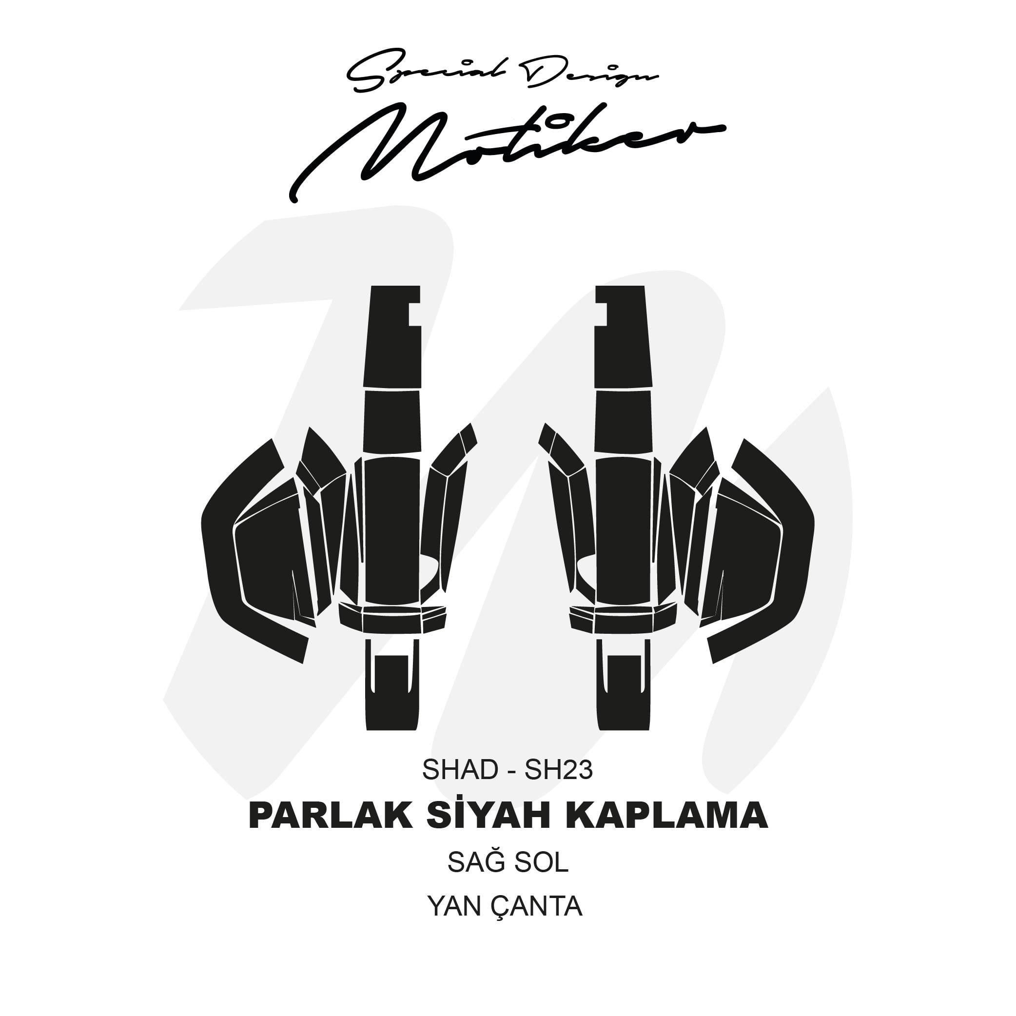 SHADShad SH23 Arka Sağ Sol Yan Çanta Parlak Siyah Kaplama Sticker Etiket Modeli
