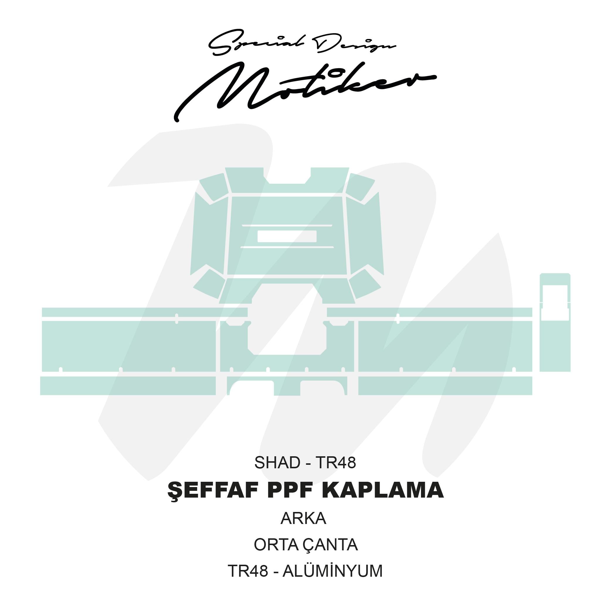 SHADShad TR48 Arka Orta Çanta Şeffaf PPF Kaplama Sticker Etiket Modeli