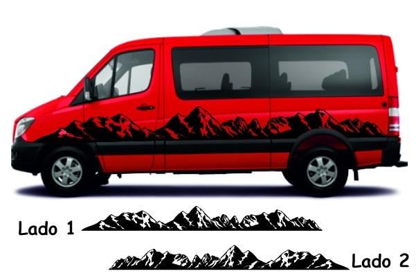KaravanSiyah Dağ Tasarımlı Karavan Sticker Etiket