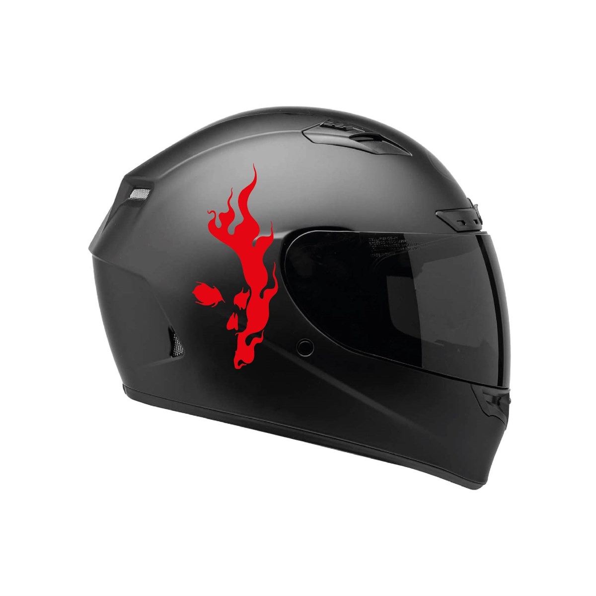 Tek Renk Alevli Kafatası (Flaming Skull Helmet Stickers) Kask Sticker Etiket Modeli