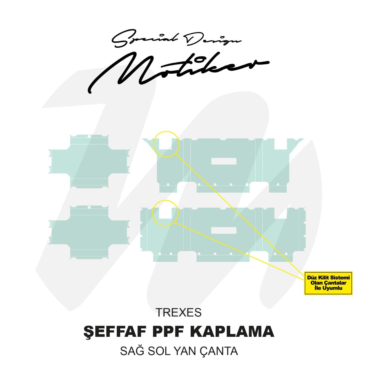 TREXESTrexes Yan Çanta Seffaf PPF Kaplama Sticker Etiket Modeli