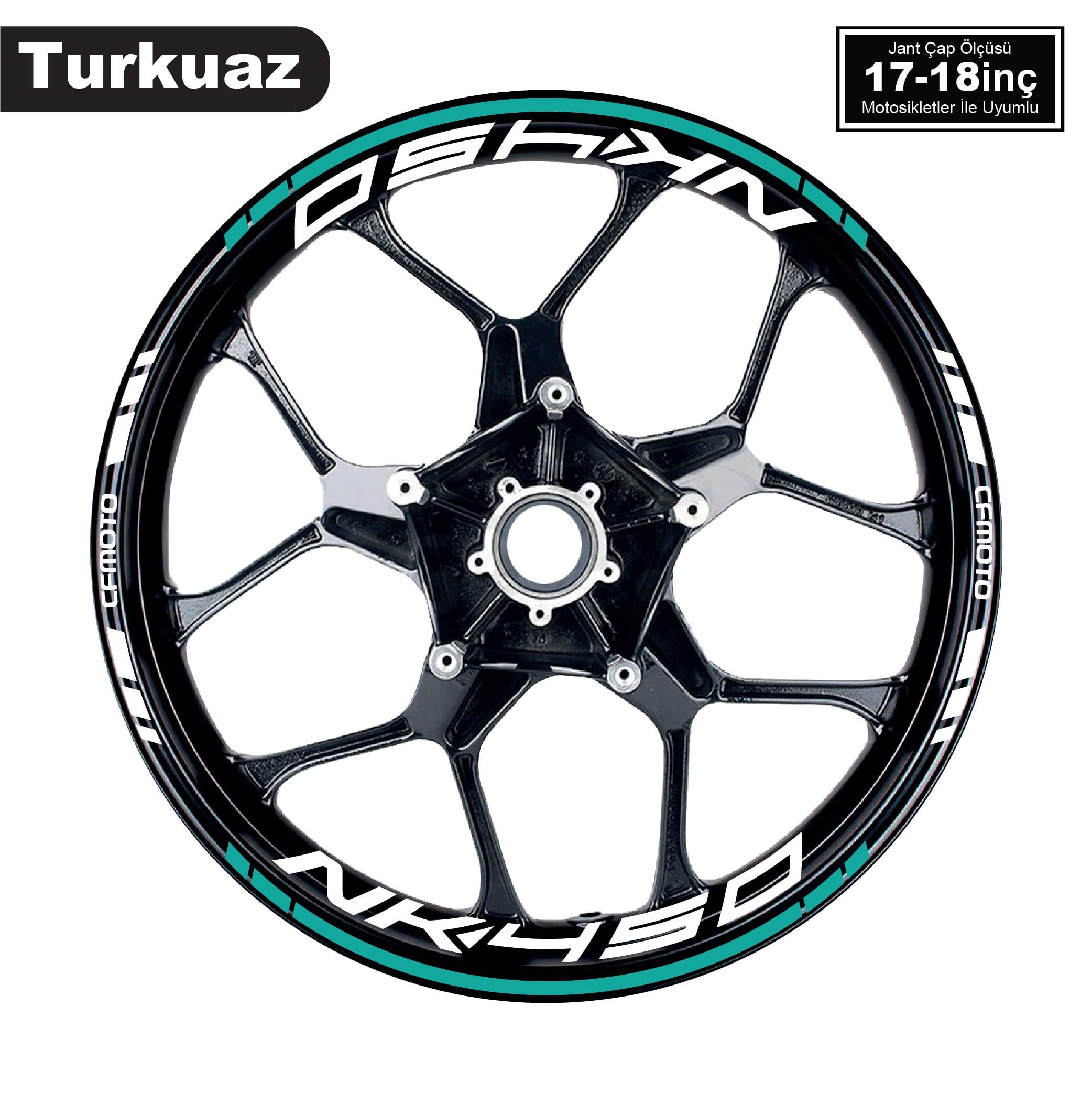 450 NKTurkuaz CFMOTO 450NK Motosiklet Jant Sticker Etiket Modeli İç & Dış Takım