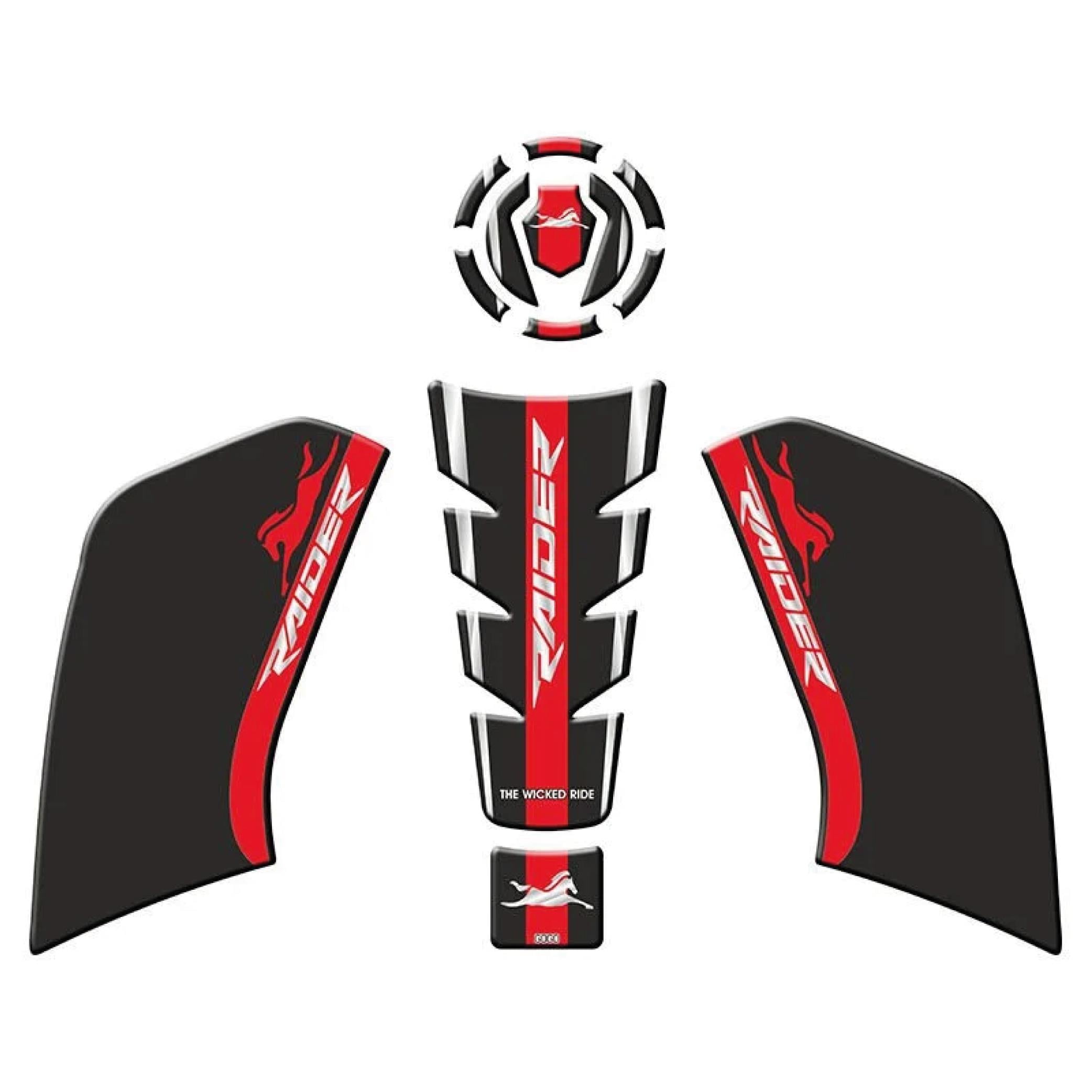 TVSTVS RAIDER 2023-2024 Tank Pad Set Siyah-Kırmızı Modeli