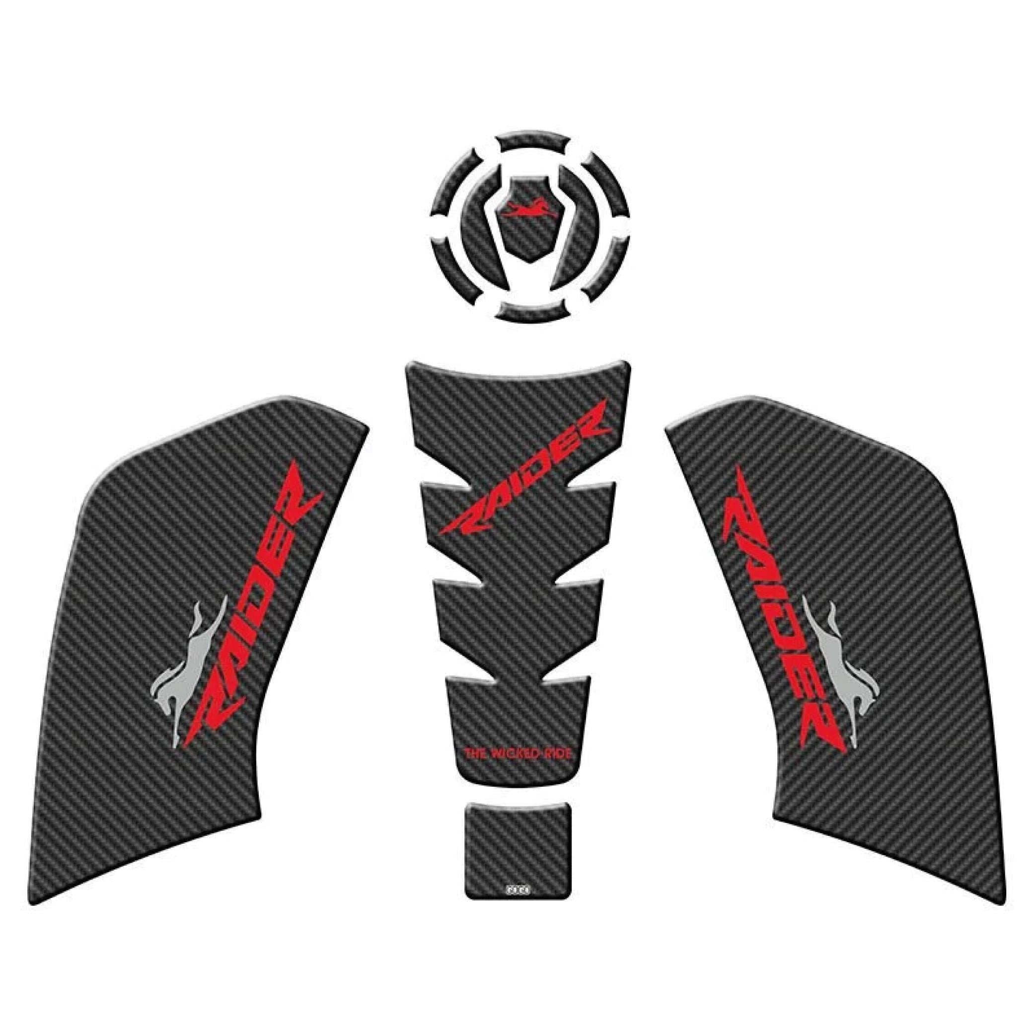 TVSTVS RAIDER Tank Pad Set Karbon-Kırmızı Modeli