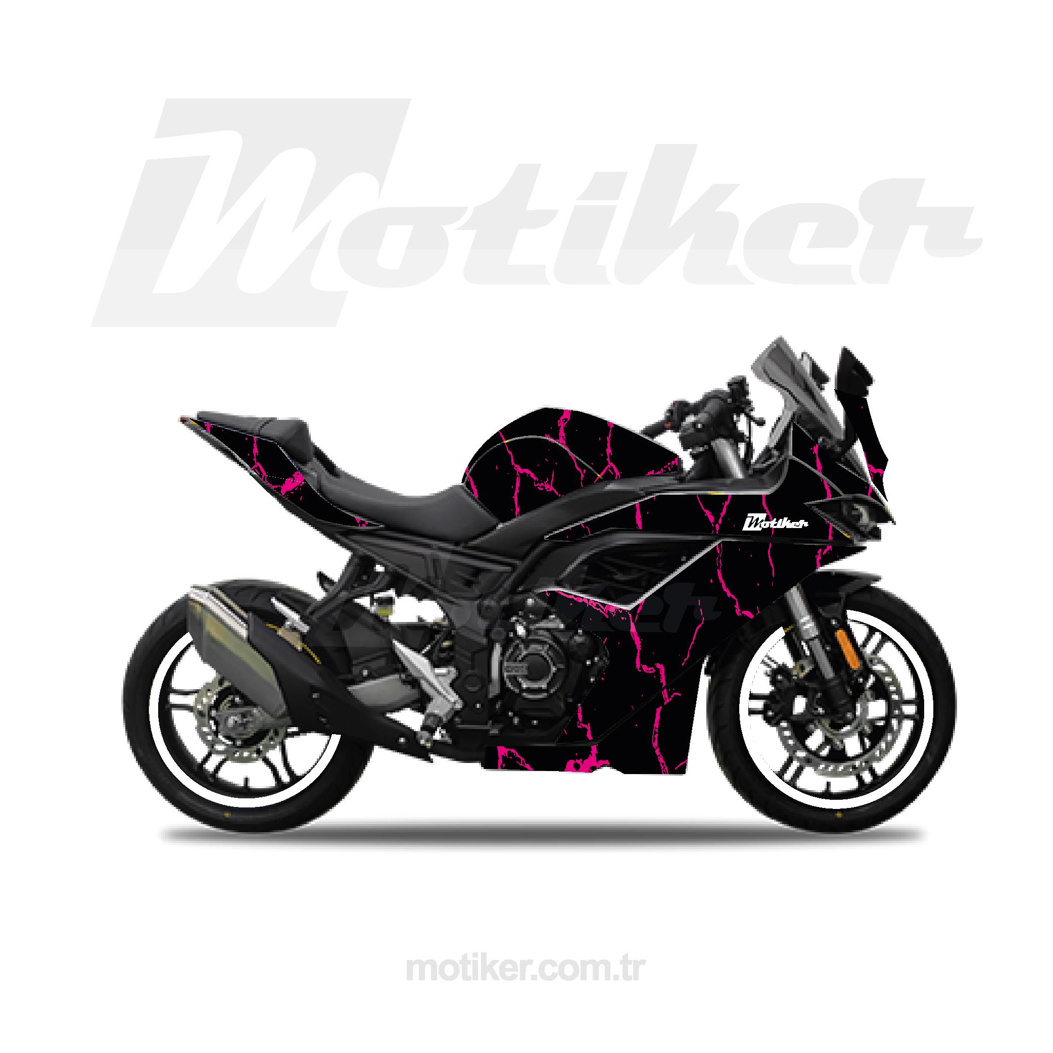 VOGEVOGE 250RR Pembe Şimşek Sticker Etiket Kaplama Modeli