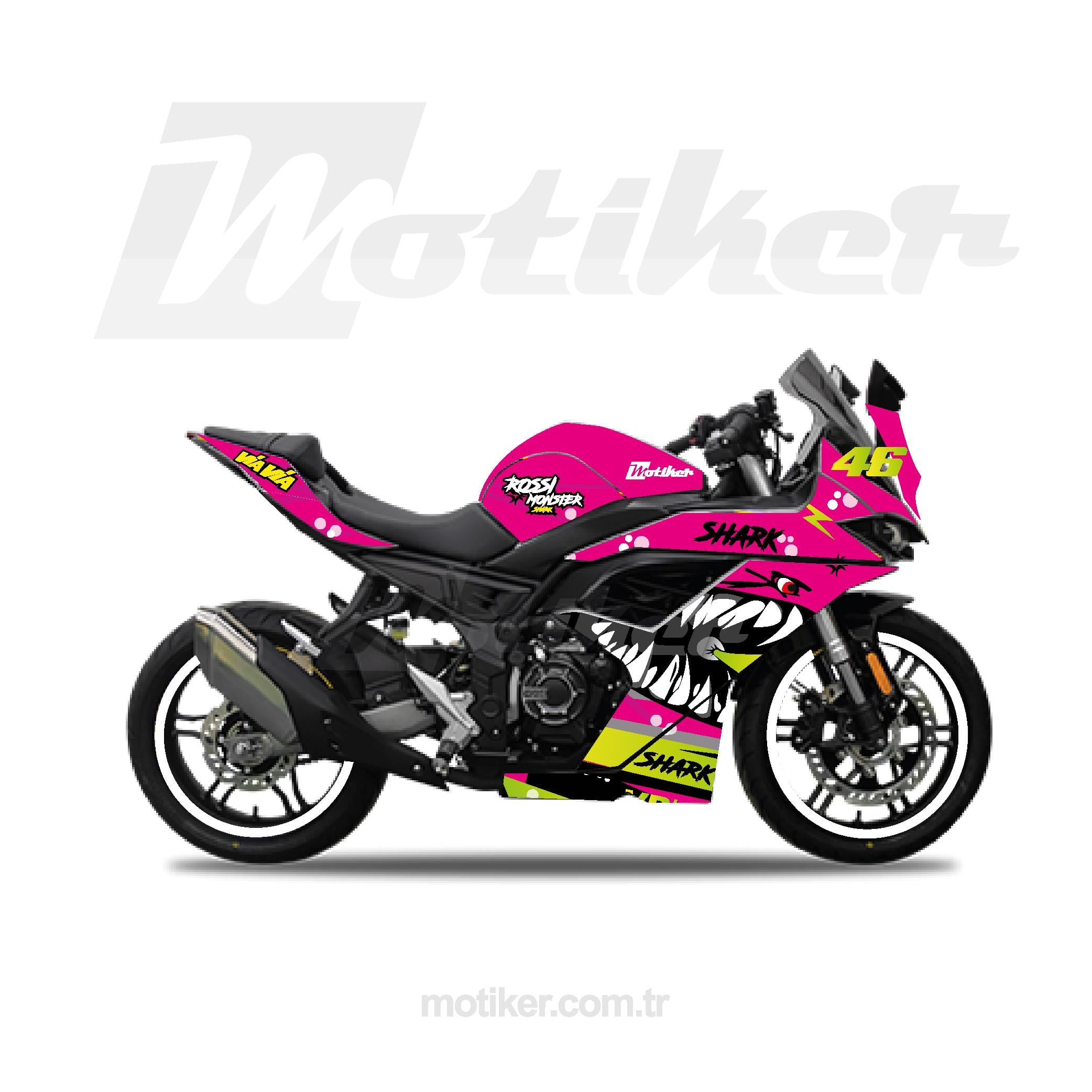 VOGEVOGE 250RR Pink (pembe) Shark Sticker Etiket Kaplama Modeli