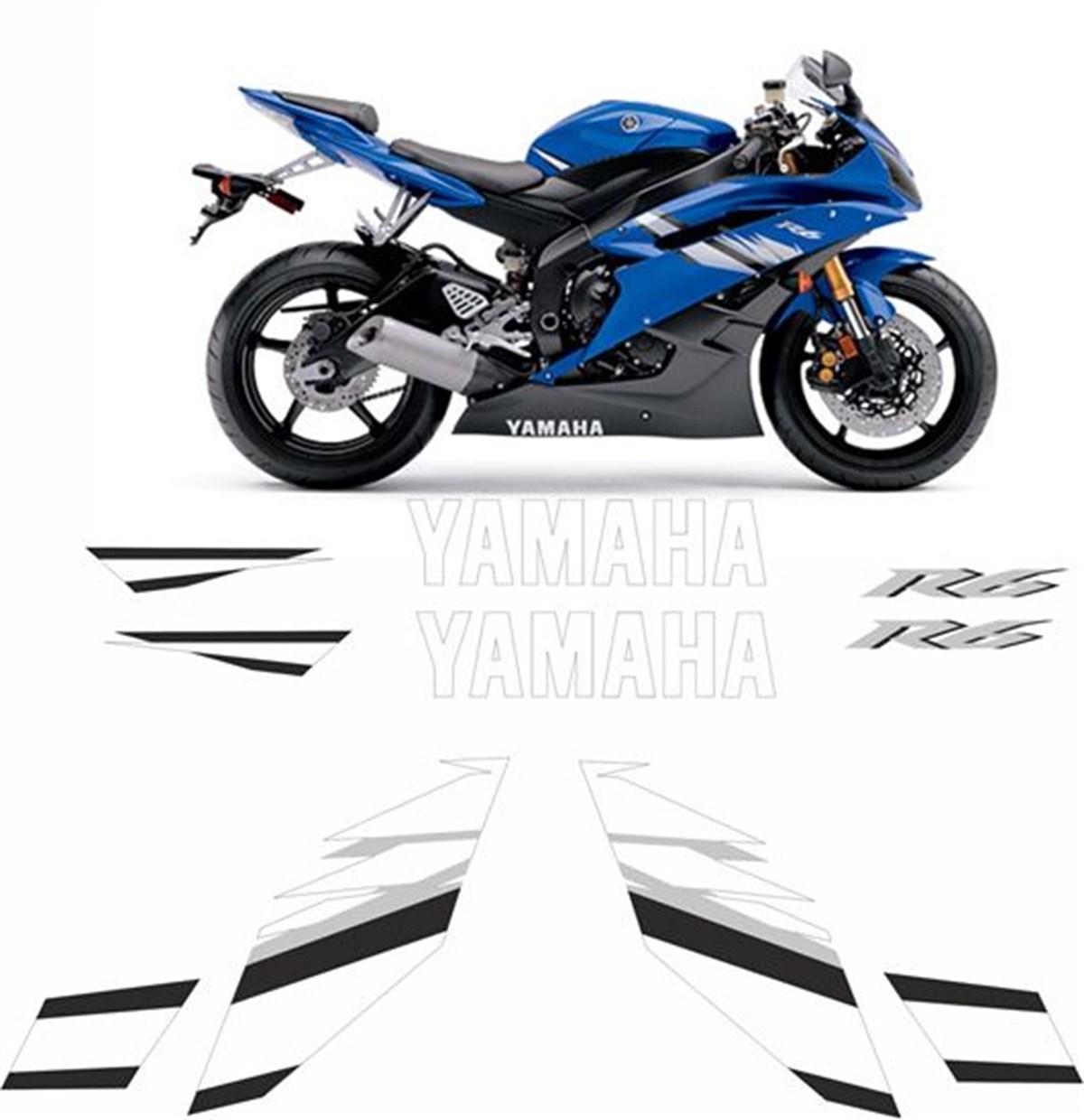 Yamaha 2006 YZF R6 Takım Mavi Sticker Etiket Modeli
