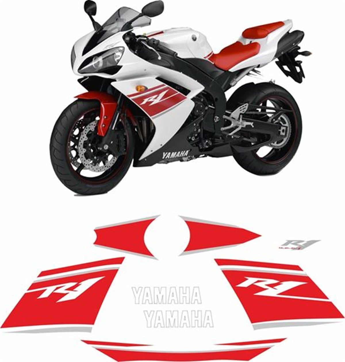 Yamaha Beyaz-Kırmızı YZF R1 2008