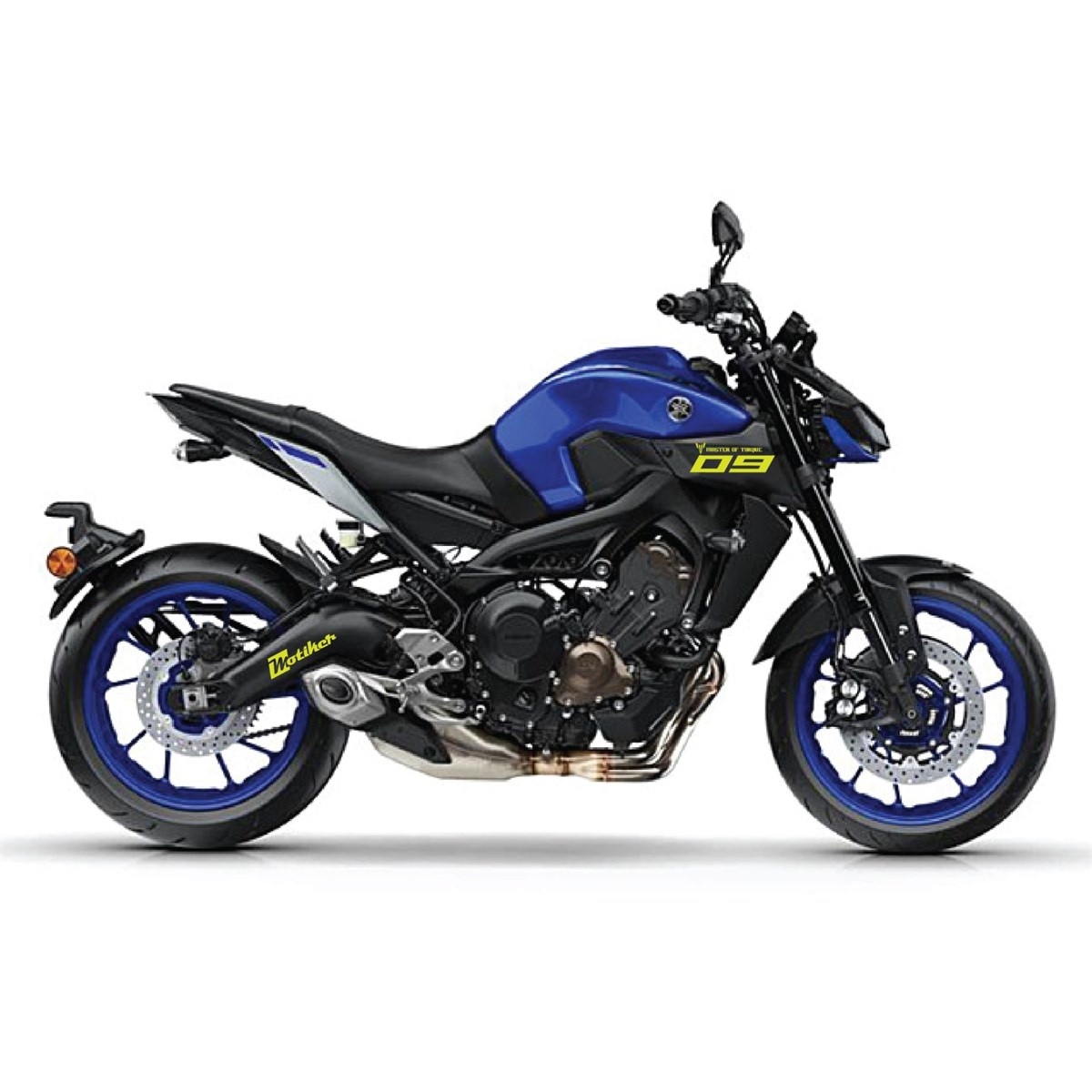 Yamaha MT09 Yan Ön Grenaj Neon Sarı Sticker Etiket Modeli
