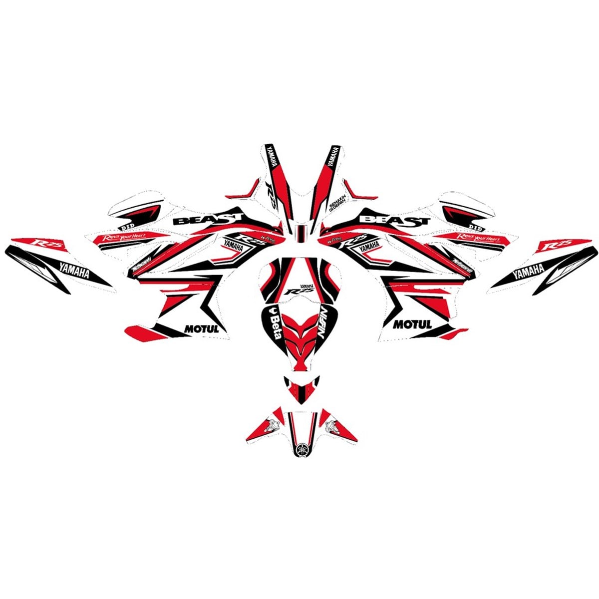 Yamaha R25 Desenli Sticker Etiket Modeli