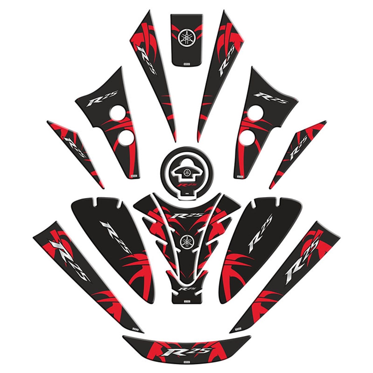 Yamaha R25  Kırmızı Desenli Tank Pad Takım