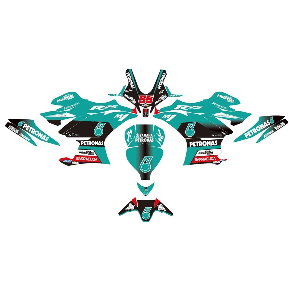 Yamaha R25 Petronas Sticker Etiket Modeli 2019-2022
