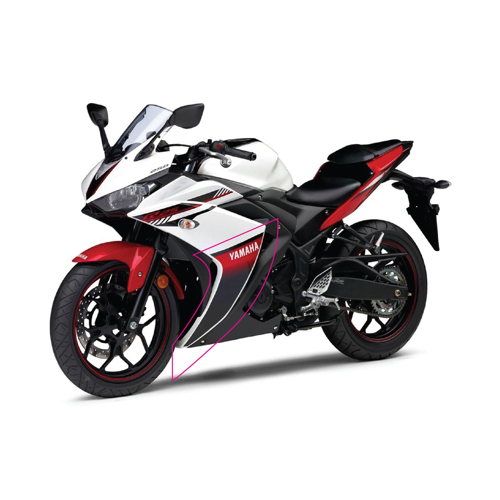 R25Yamaha Yzf-R25 2016 Kırmızı Motosiklet Beyaz Sticker Etiket Modeli Sağ Yan Alt Grenaj Sticker Etiketk Modeli