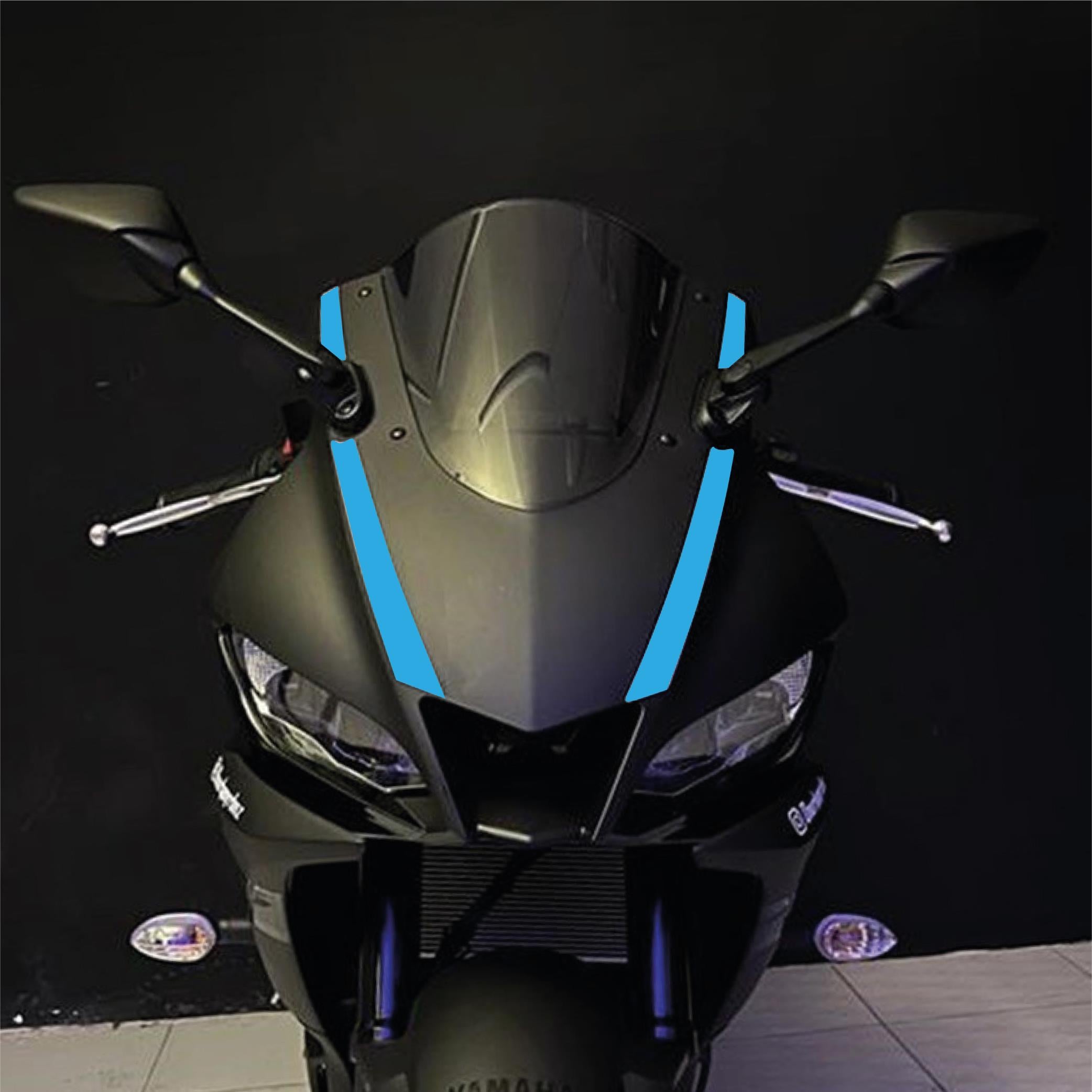 R25Yamaha YZF R25 2019-2024 Ön Kafa Çizgi Sticker Açık Mavi