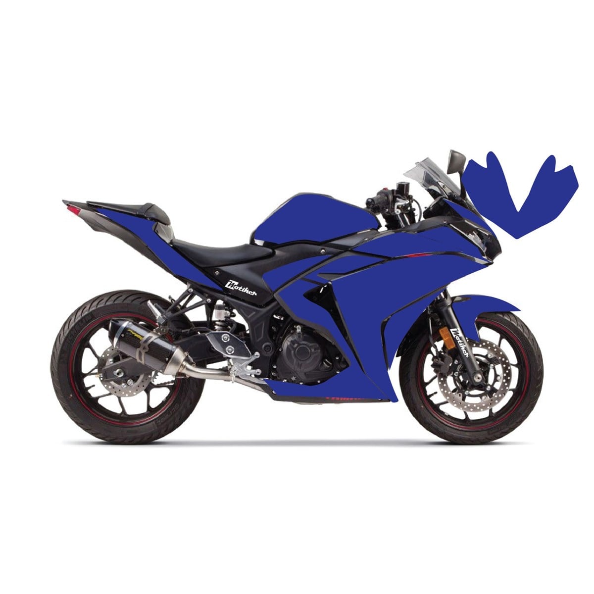 Yamaha YZF R25 Kırmızı Parçalı Full Tek Renk Lacivert Kaplama