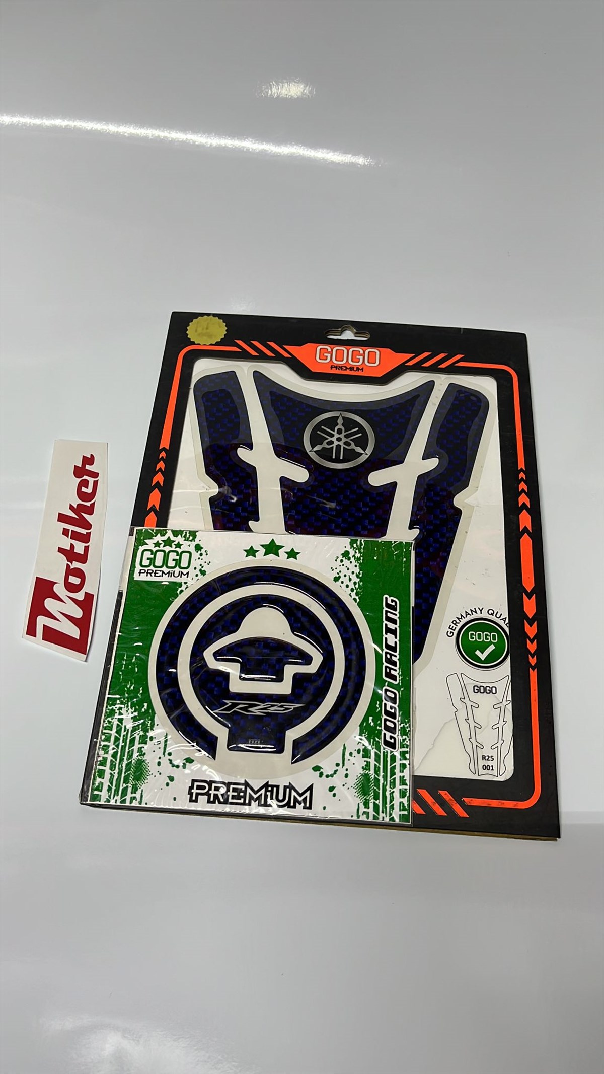 Yamaha YZF R25 Lacivert Premium Tank Pad ve Depo Kapağı Damla Sticker Modeli