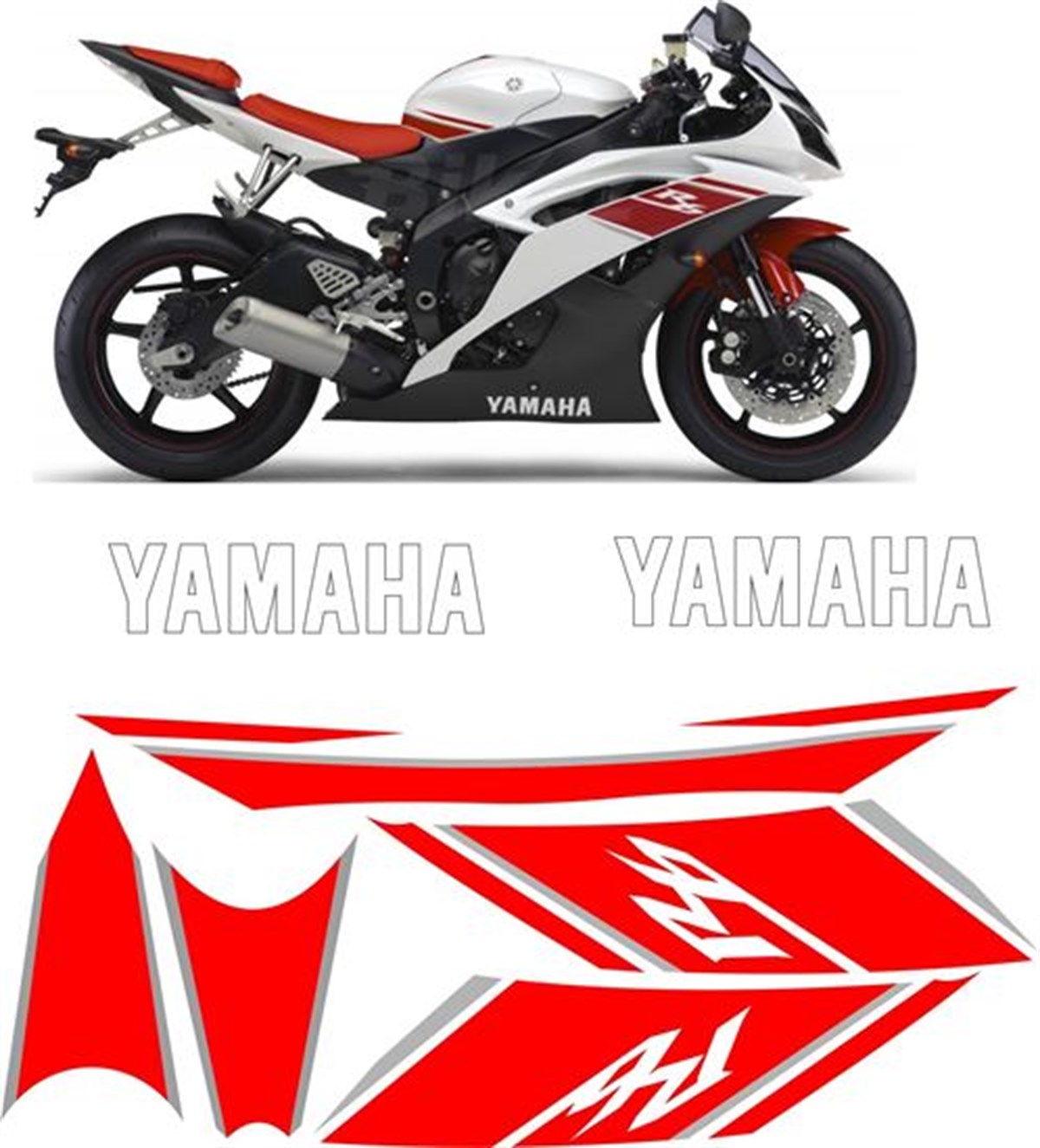Yamaha YZF - R6 2008 Kırmızı Takım Sticker Etiket Modeli