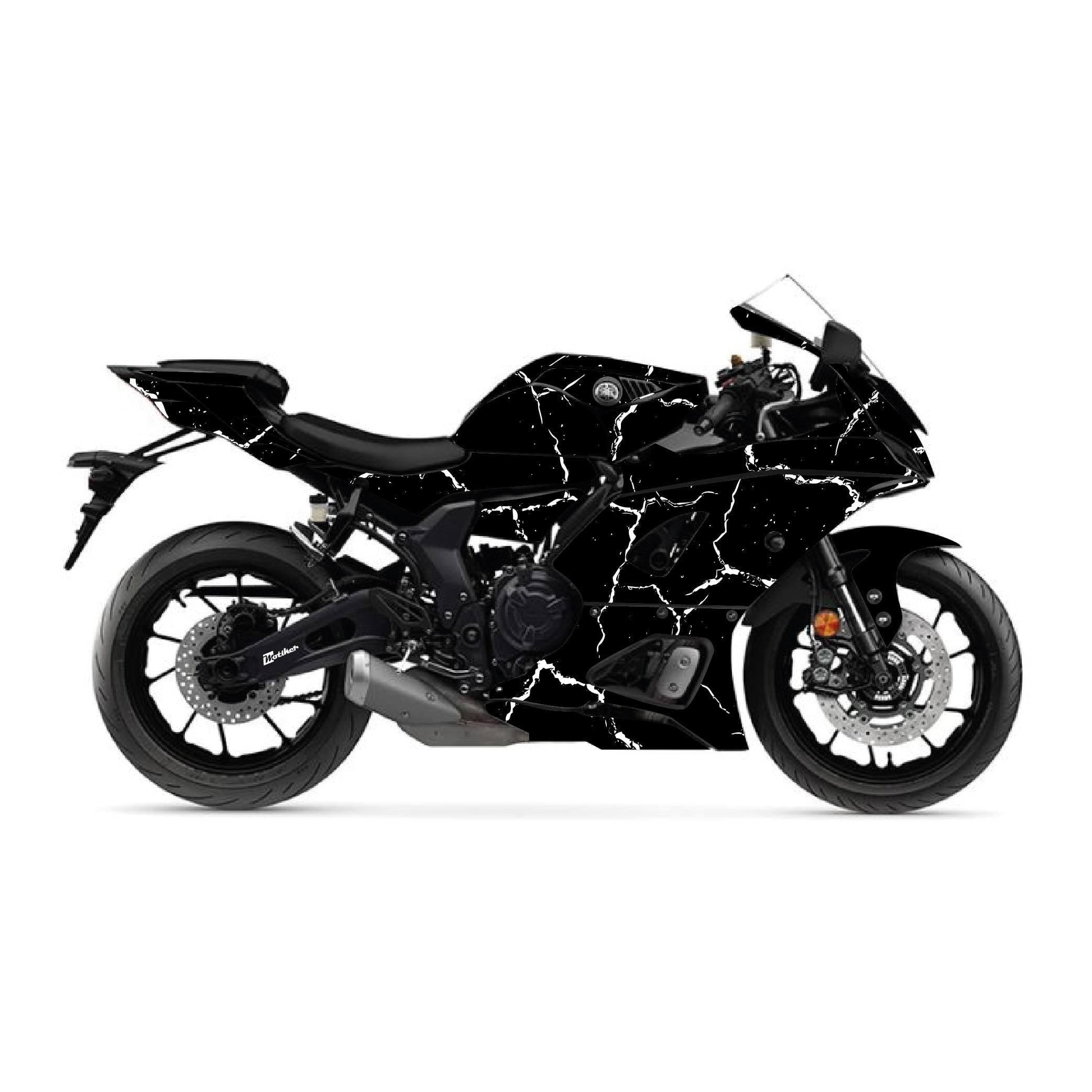 YZF R7Yamaha YZF R7 Sticker Şimşek Desen Kaplama Sticker Etiket Modeli Beyaz