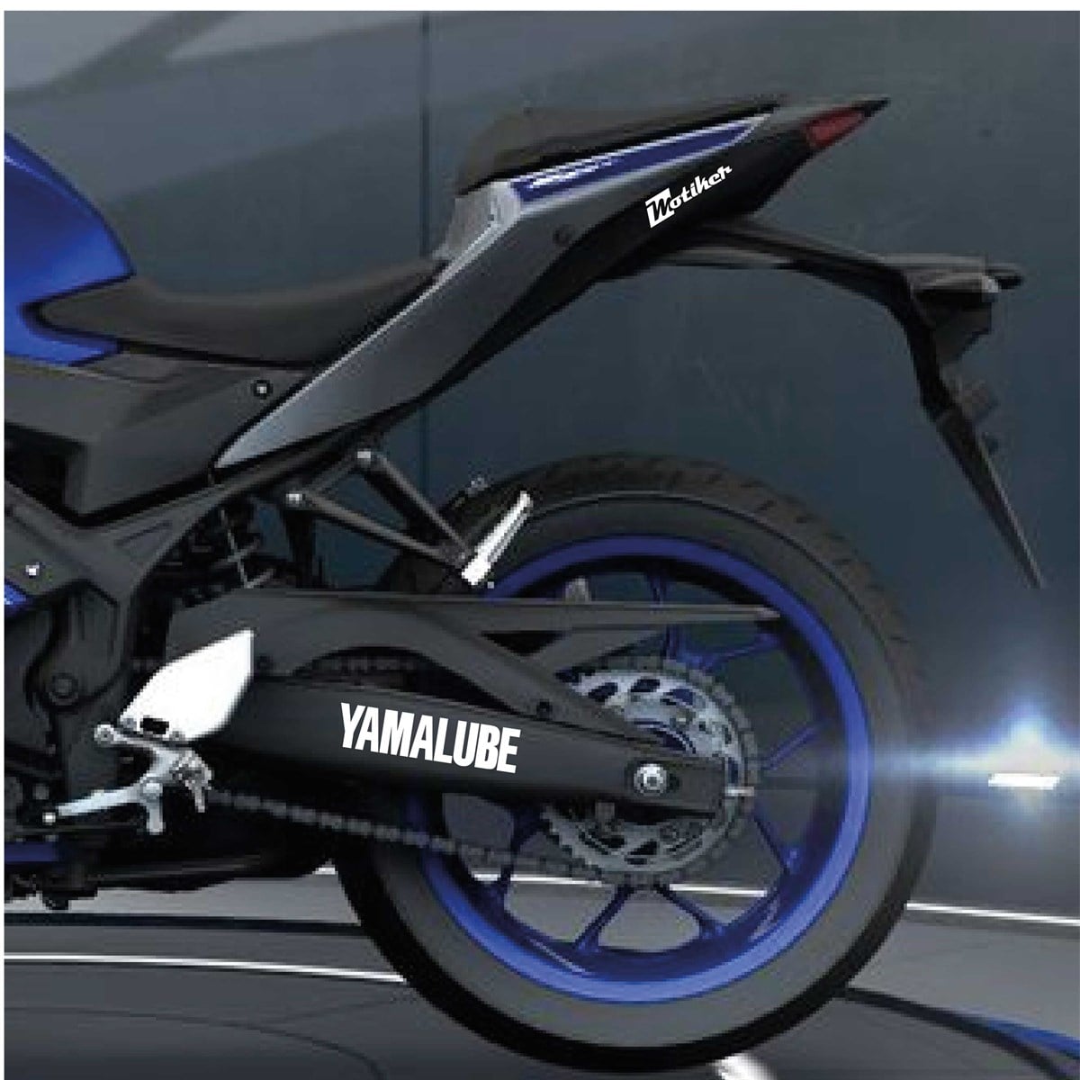 Yamalube Yazılı Beyaz Arka Maşa Sticker Etiket Modeli