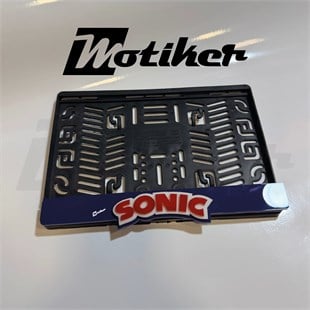 Pleksi Plakalık Mavi Üstüne Sonic Tasarımlı Motosiklet  Plakalık