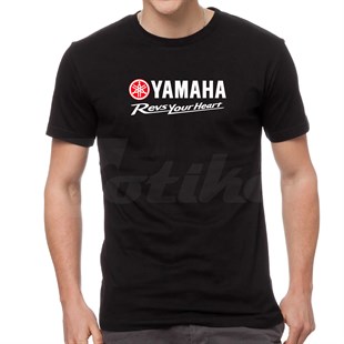 Yamaha Revs your Heart Siyah Baskılı Tshirt Modeli 2