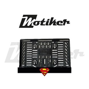 Pleksi Plakalık Siyah Üstüne Superman Tasarımlı Motorsiklet Plakalık Modeli