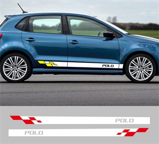 Volkswagen Polo Yan Kapı Beyaz Sarı Sticker Etiket Modeli