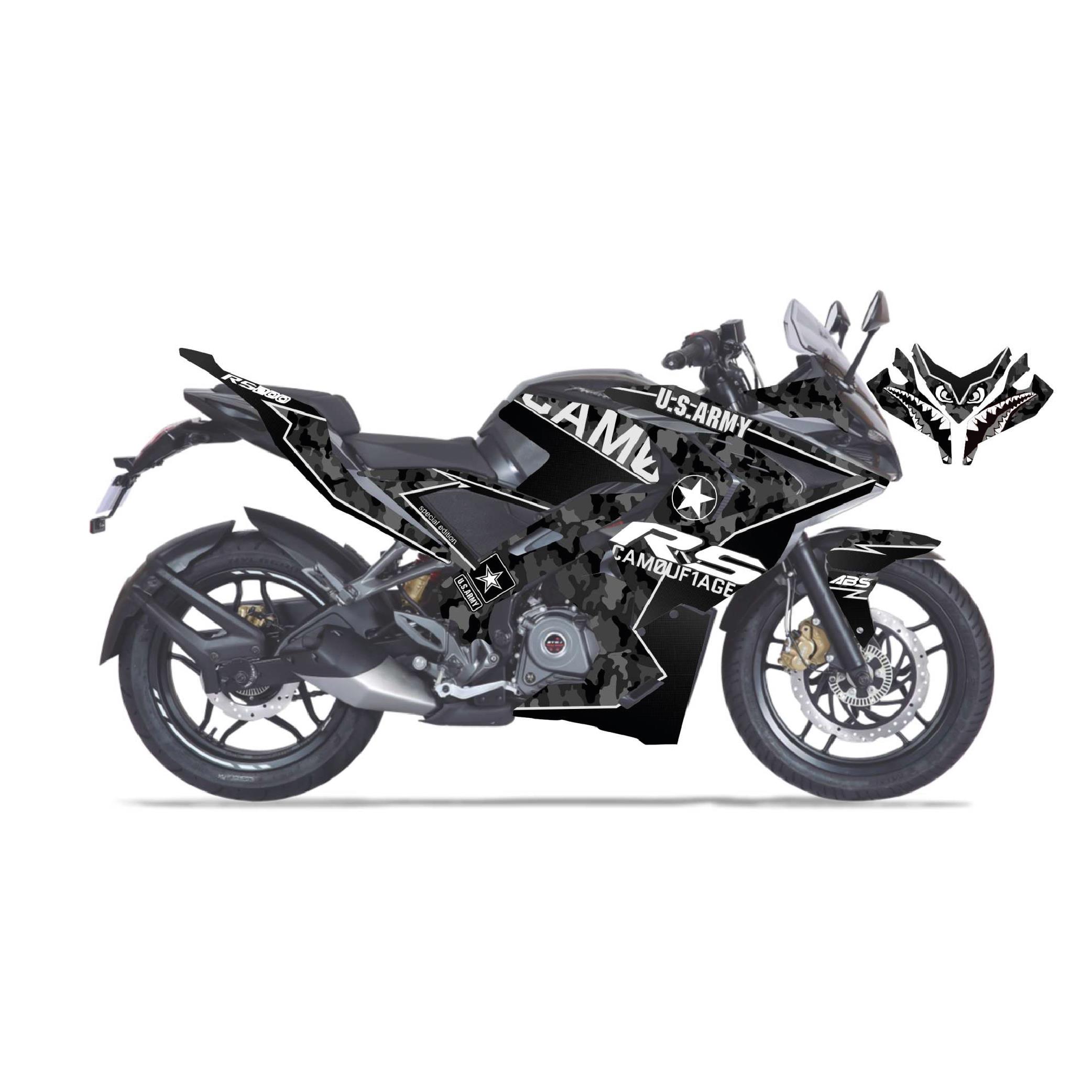 PULSAR RS 200 Bajaj RS200 Camouflage Sticker Etiket Parçalı Kaplama Modeli