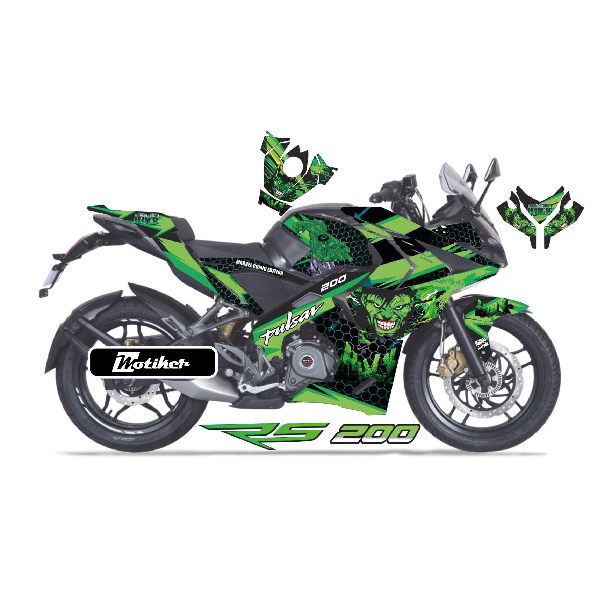 PULSAR RS 200 Bajaj RS200 Hulk Sticker Etiket Parçalı Kaplama Modeli